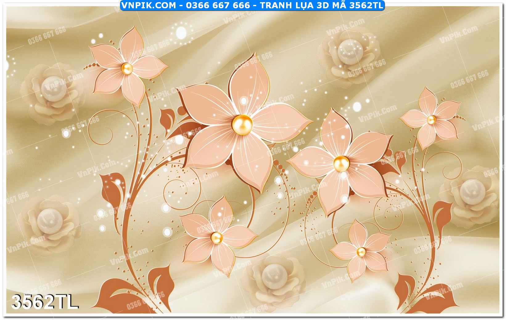 Tranh lụa 3D – Tranh trang trí dán tường 3562TL