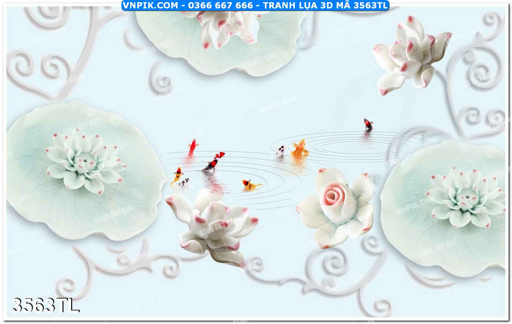 Tranh lụa 3D – Tranh trang trí dán tường 3563TL