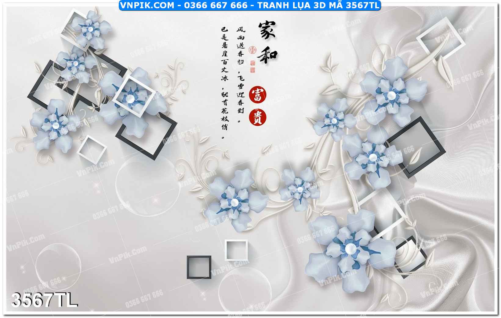 Tranh lụa 3D – Tranh trang trí dán tường 3567TL