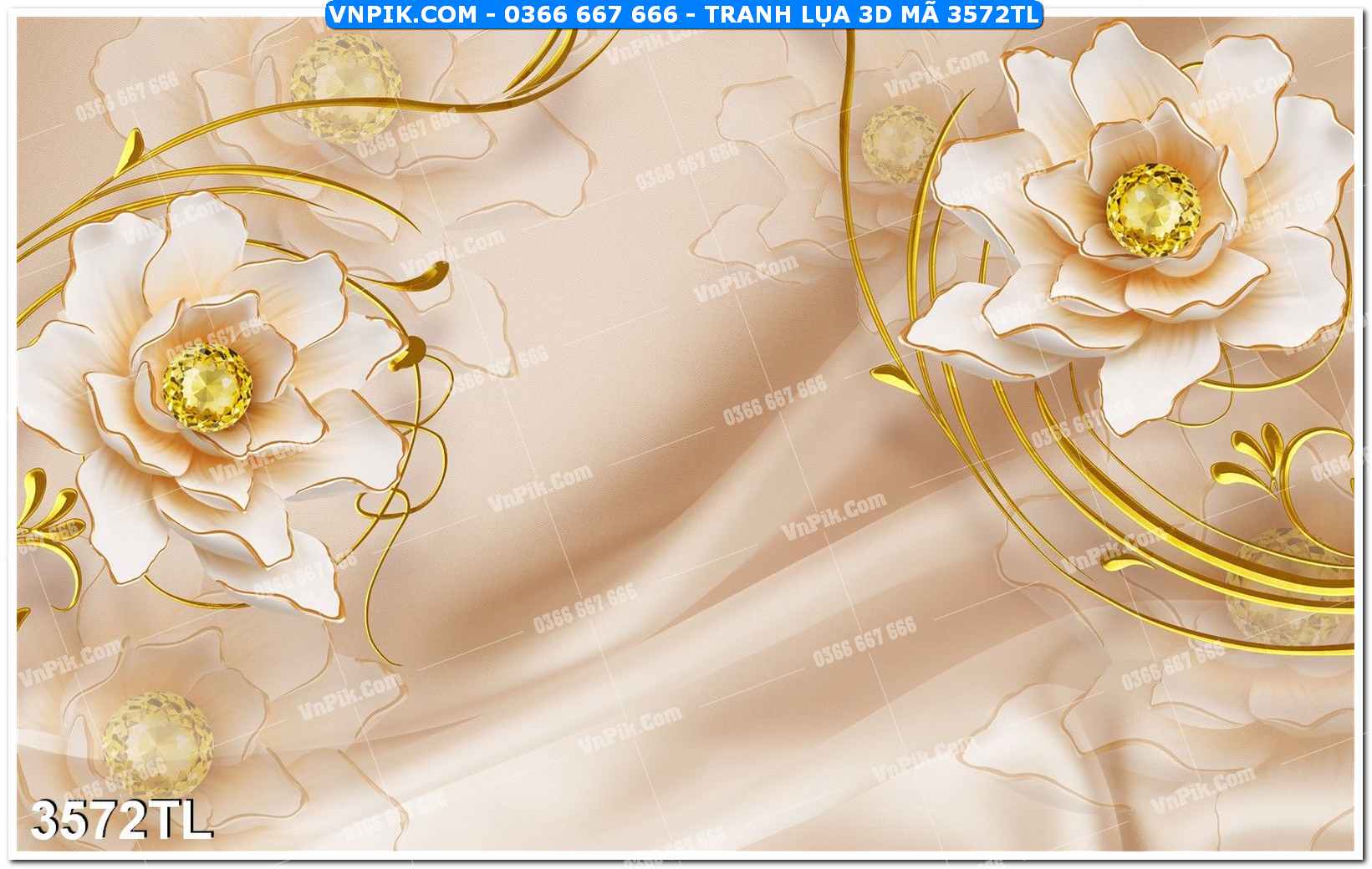 Tranh lụa 3D – Tranh trang trí dán tường 3572TL