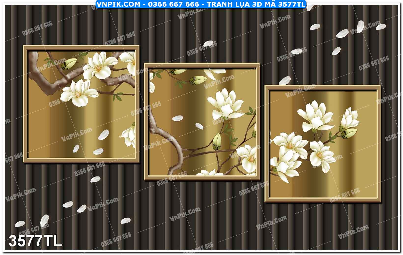 Tranh lụa 3D – Tranh trang trí dán tường 3577TL