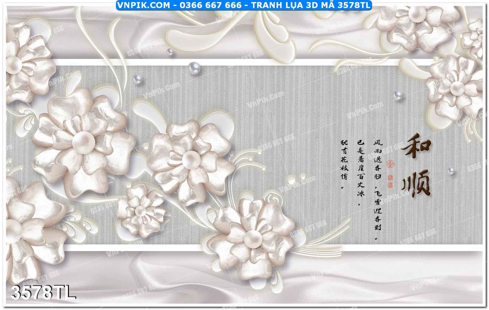 Tranh lụa 3D – Tranh trang trí dán tường 3578TL