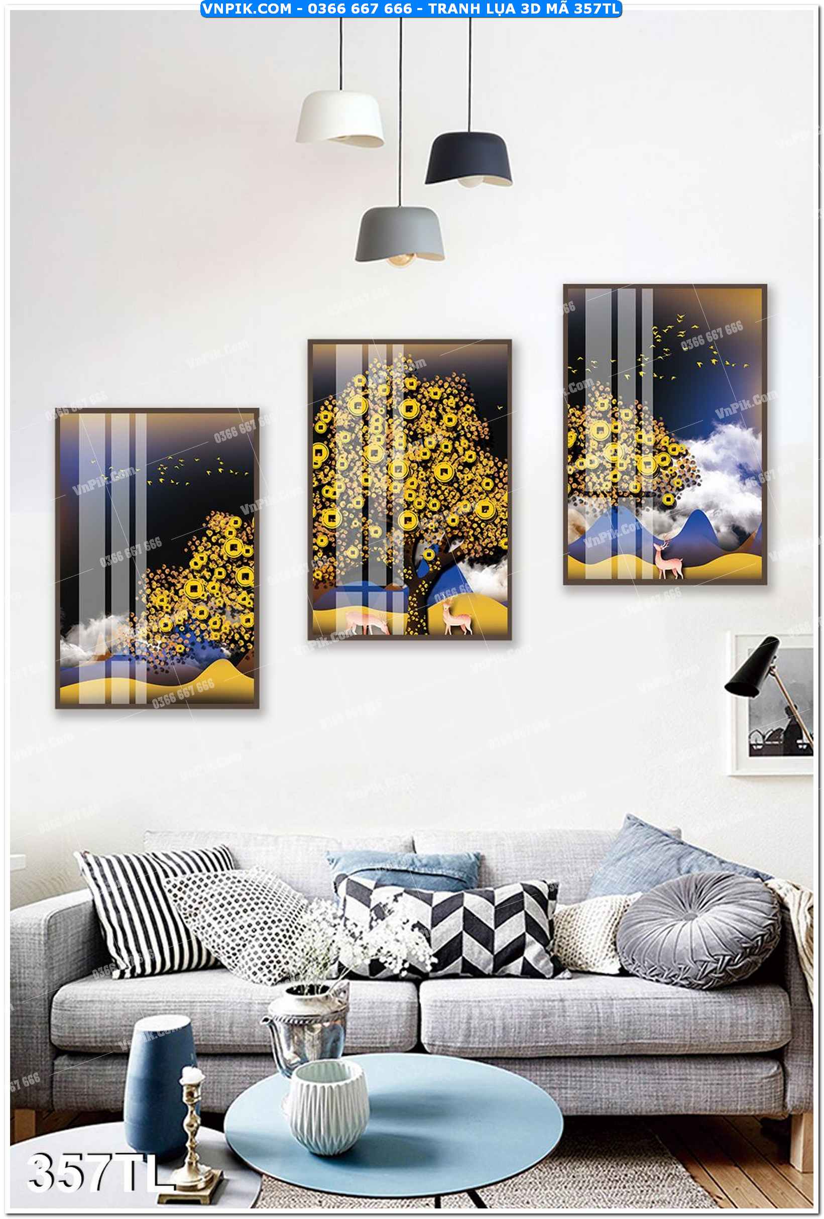 Tranh lụa 3D – Tranh trang trí dán tường 357TL