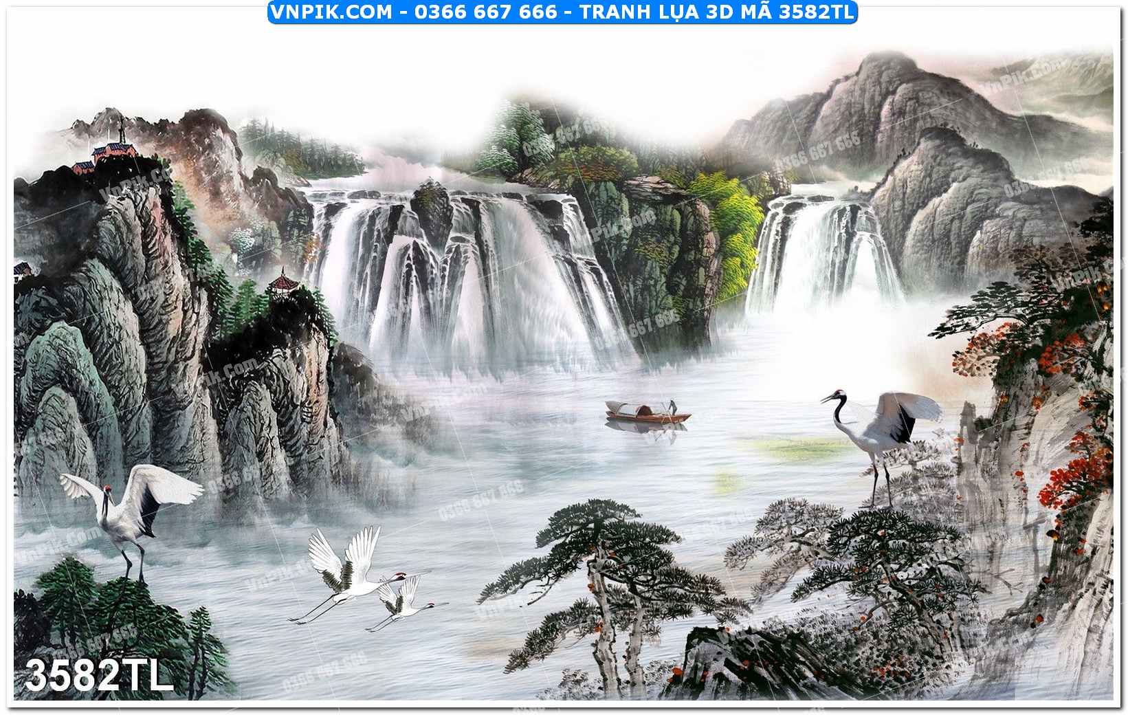 Tranh lụa 3D – Tranh trang trí dán tường 3582TL