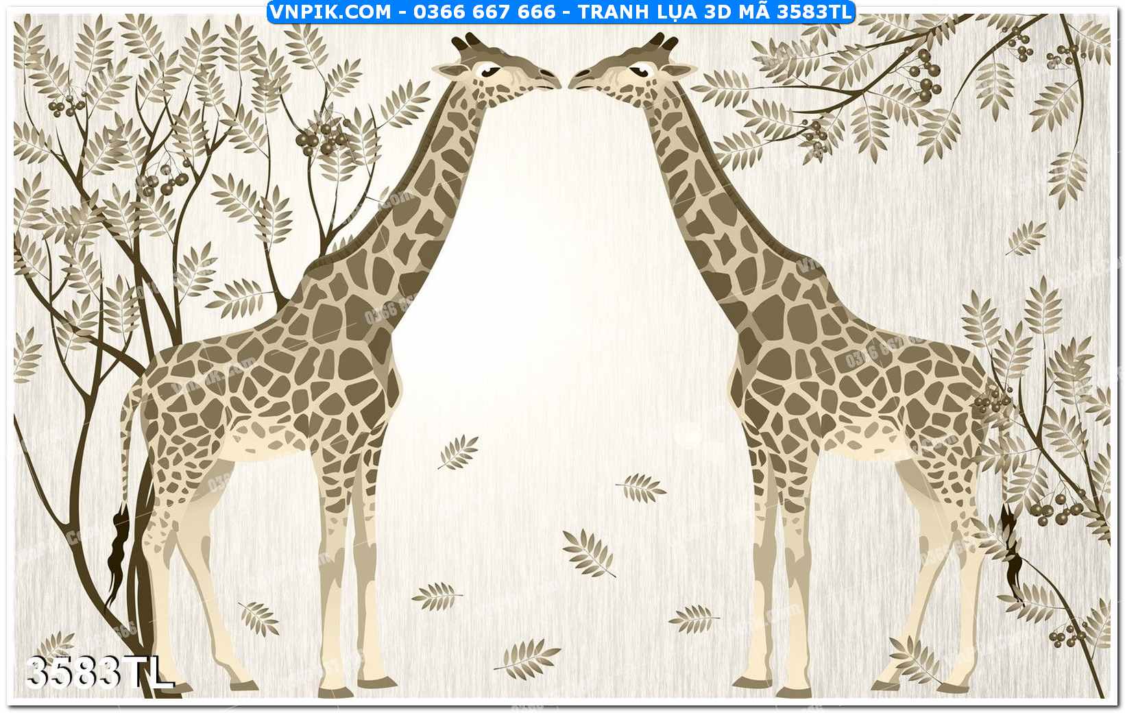 Tranh lụa 3D – Tranh trang trí dán tường 3583TL