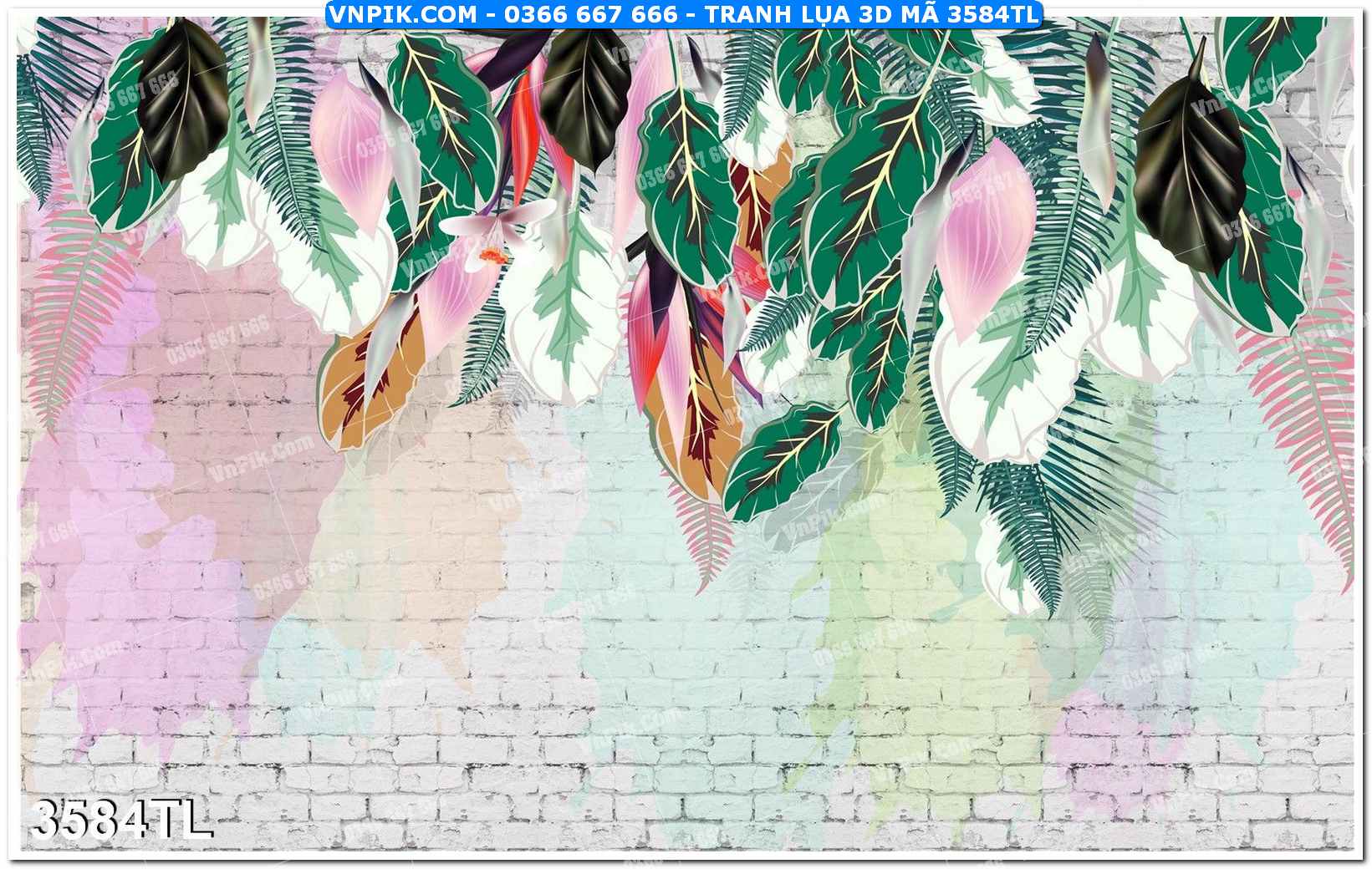 Tranh lụa 3D – Tranh trang trí dán tường 3584TL