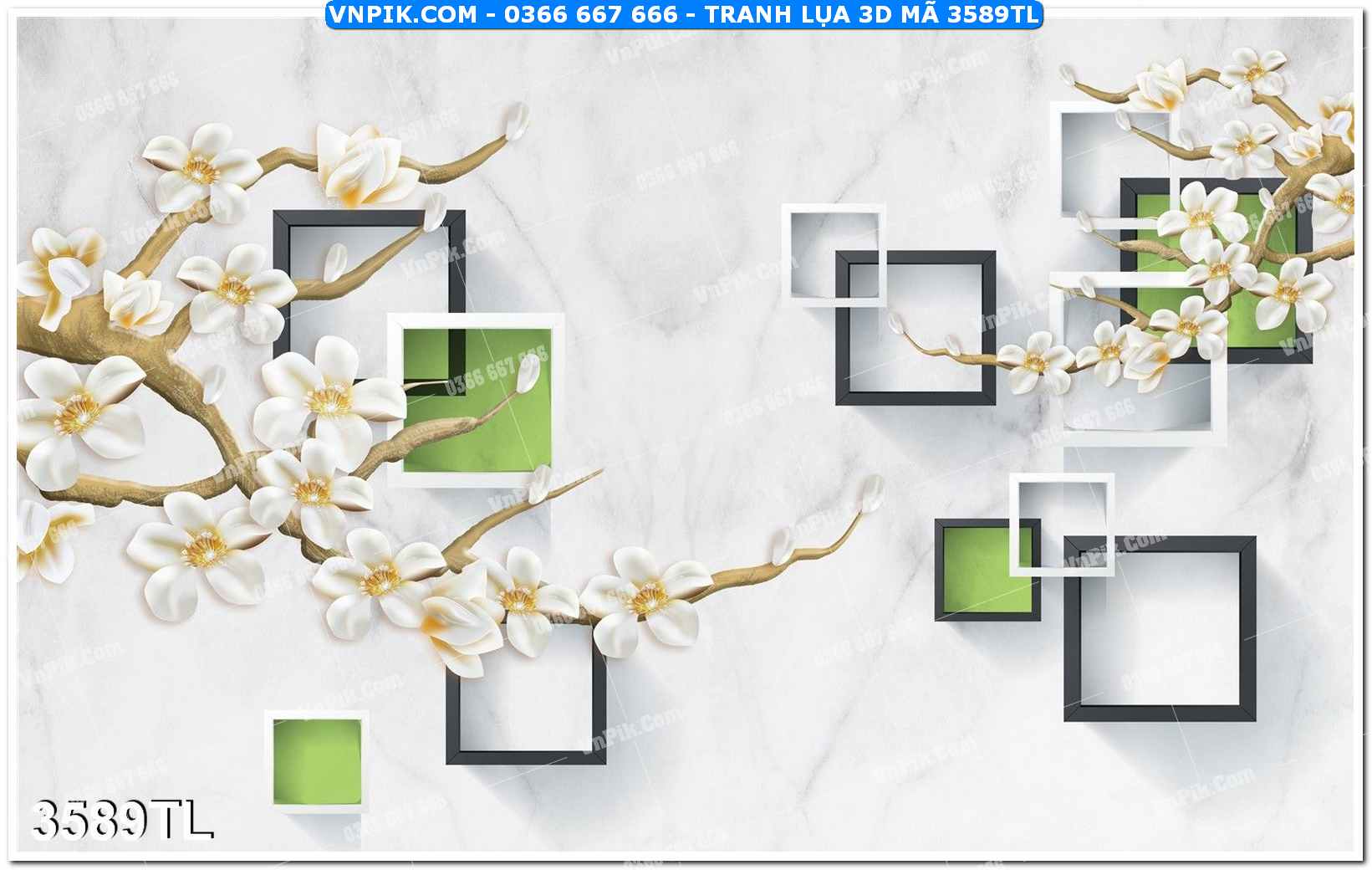 Tranh lụa 3D – Tranh trang trí dán tường 3589TL