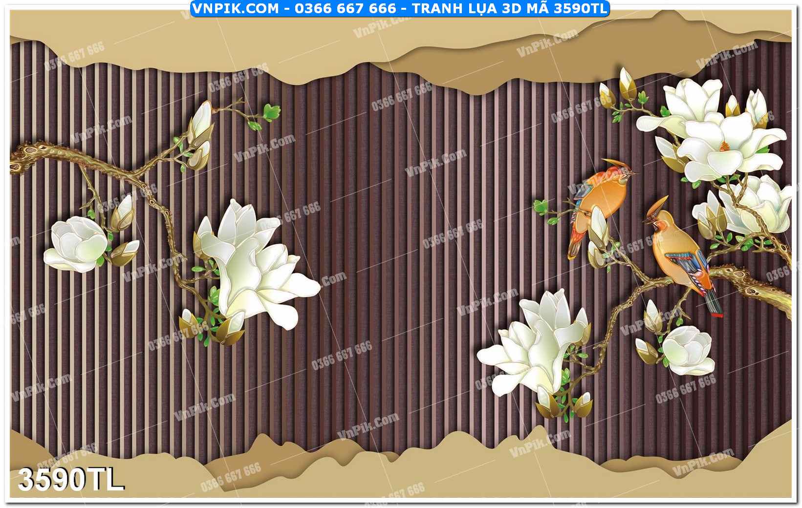 Tranh lụa 3D – Tranh trang trí dán tường 3590TL