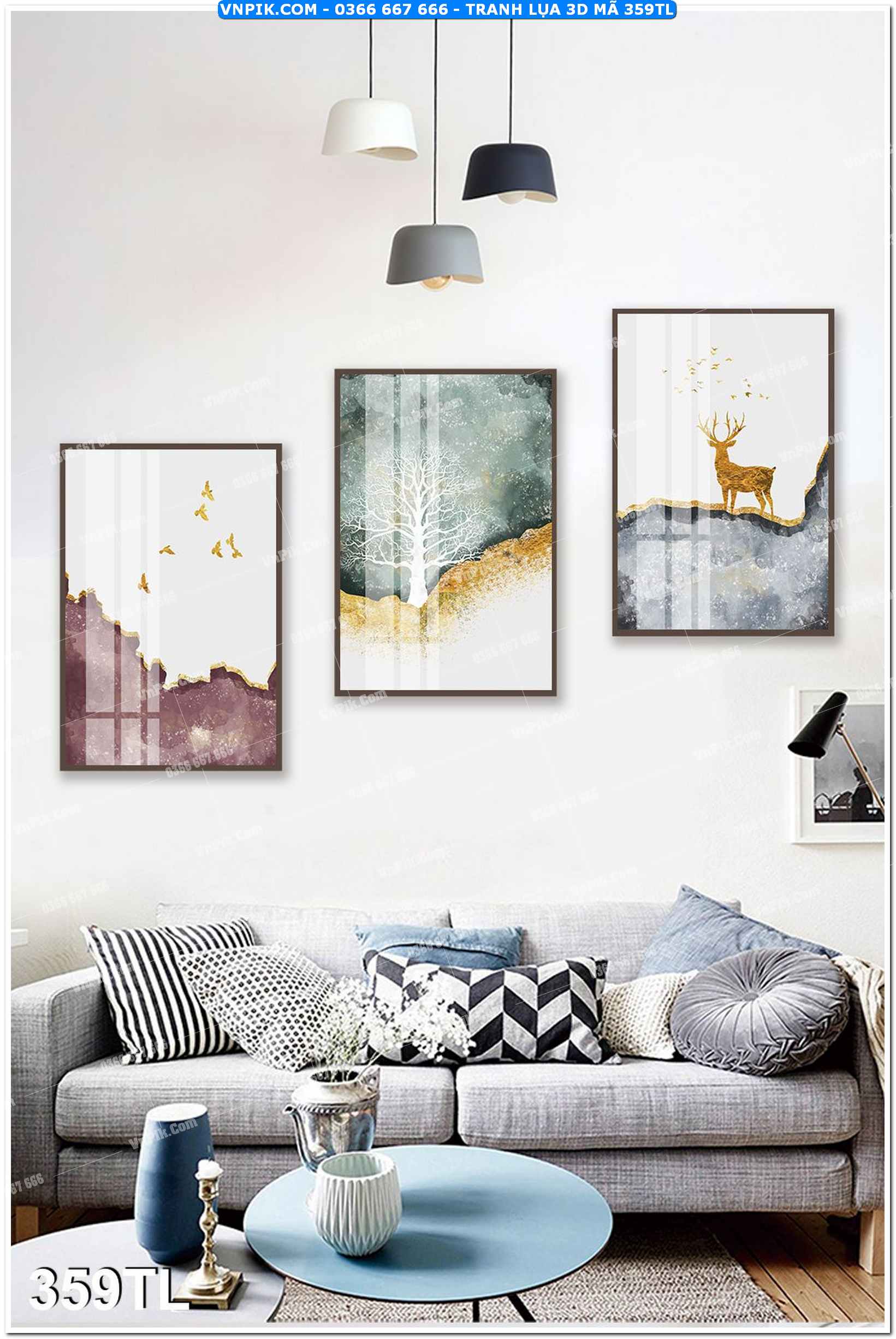 Tranh lụa 3D – Tranh trang trí dán tường 359TL