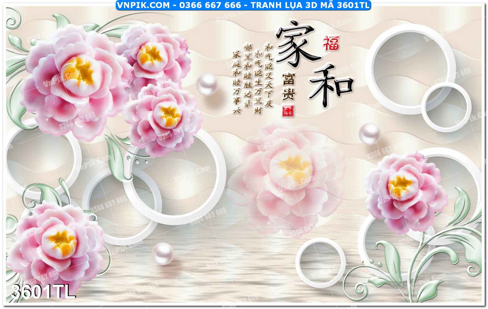 Tranh lụa 3D – Tranh trang trí dán tường 3601TL