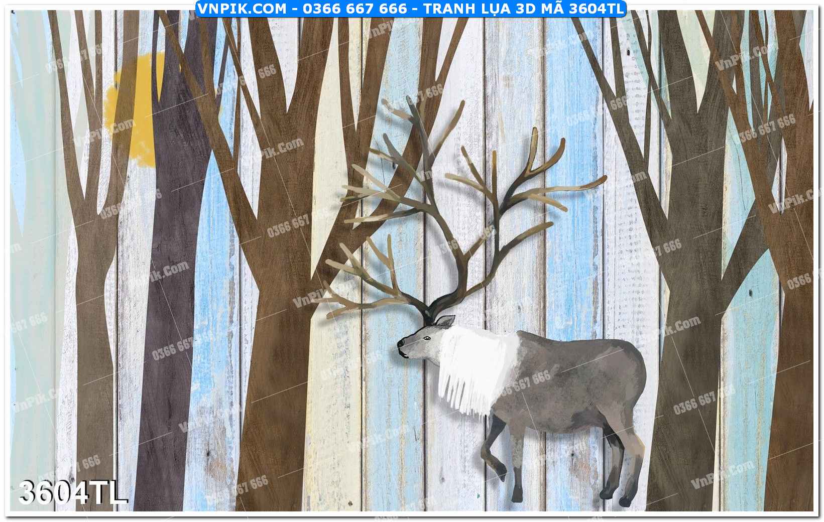 Tranh lụa 3D – Tranh trang trí dán tường 3604TL