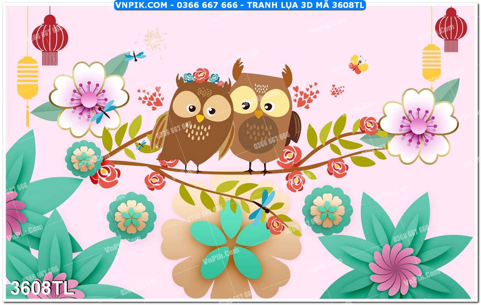 Tranh lụa 3D – Tranh trang trí dán tường 3608TL