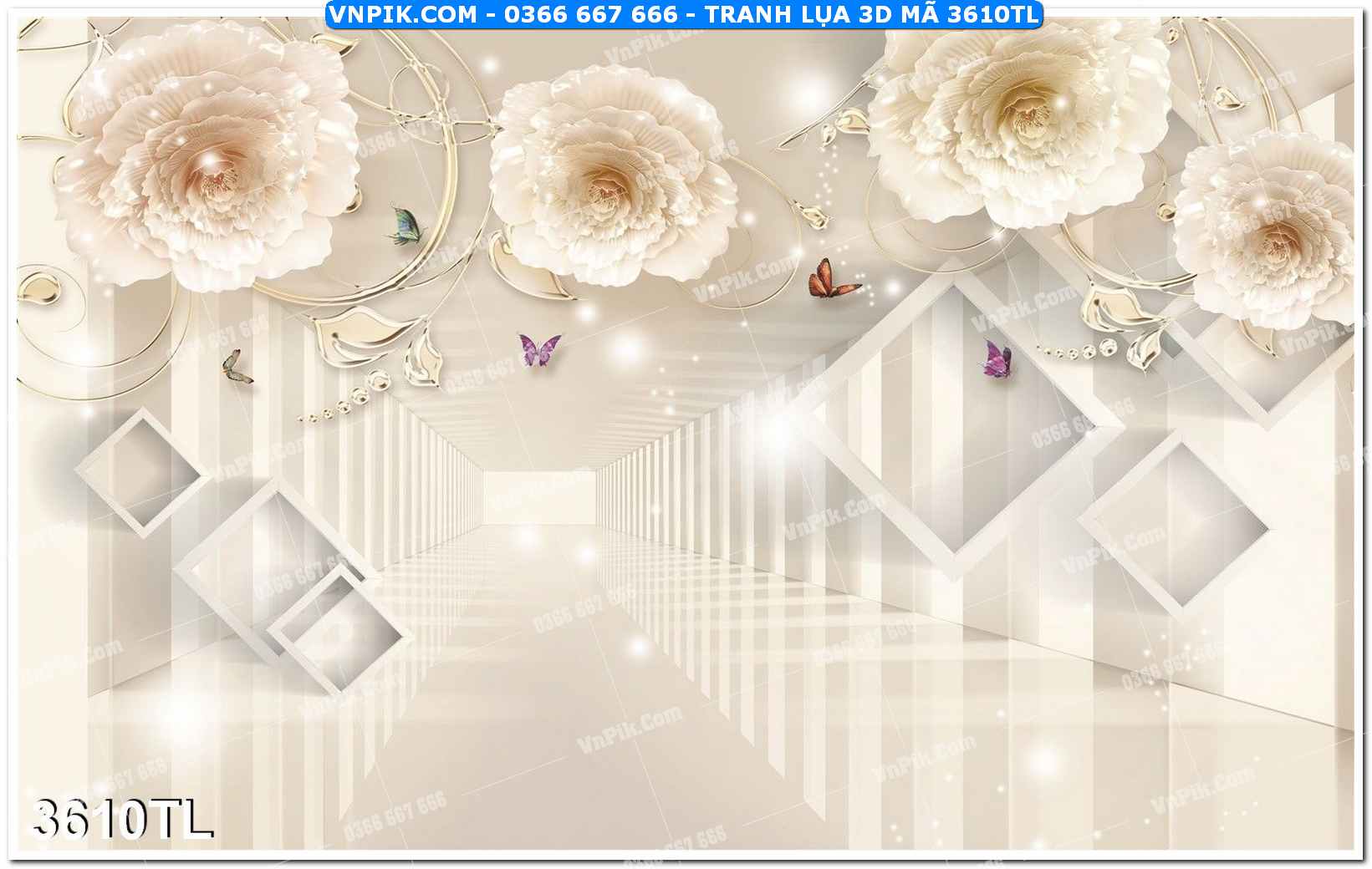 Tranh lụa 3D – Tranh trang trí dán tường 3610TL