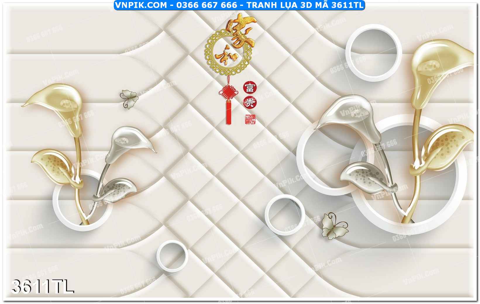 Tranh lụa 3D – Tranh trang trí dán tường 3611TL