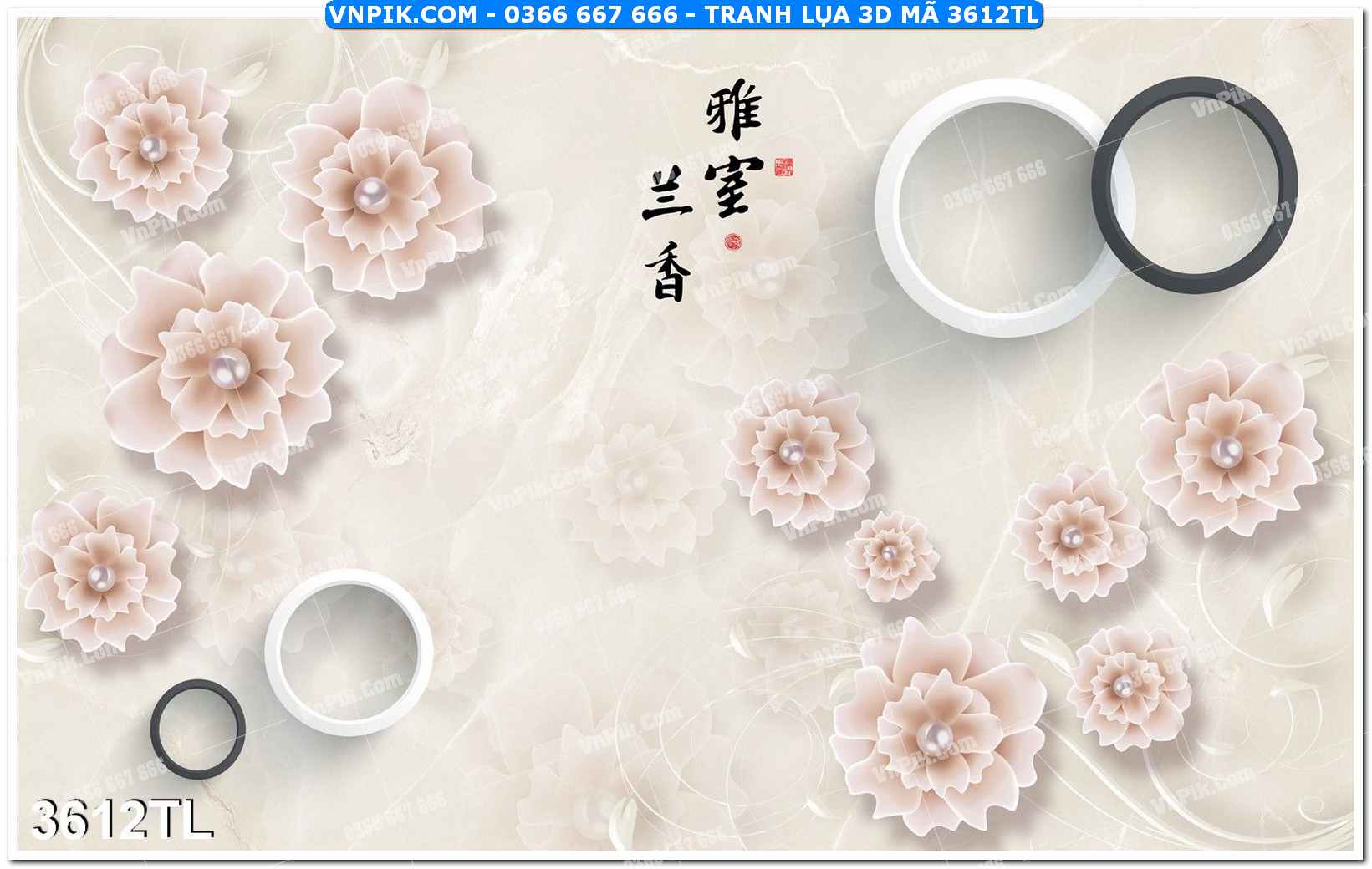 Tranh lụa 3D – Tranh trang trí dán tường 3612TL