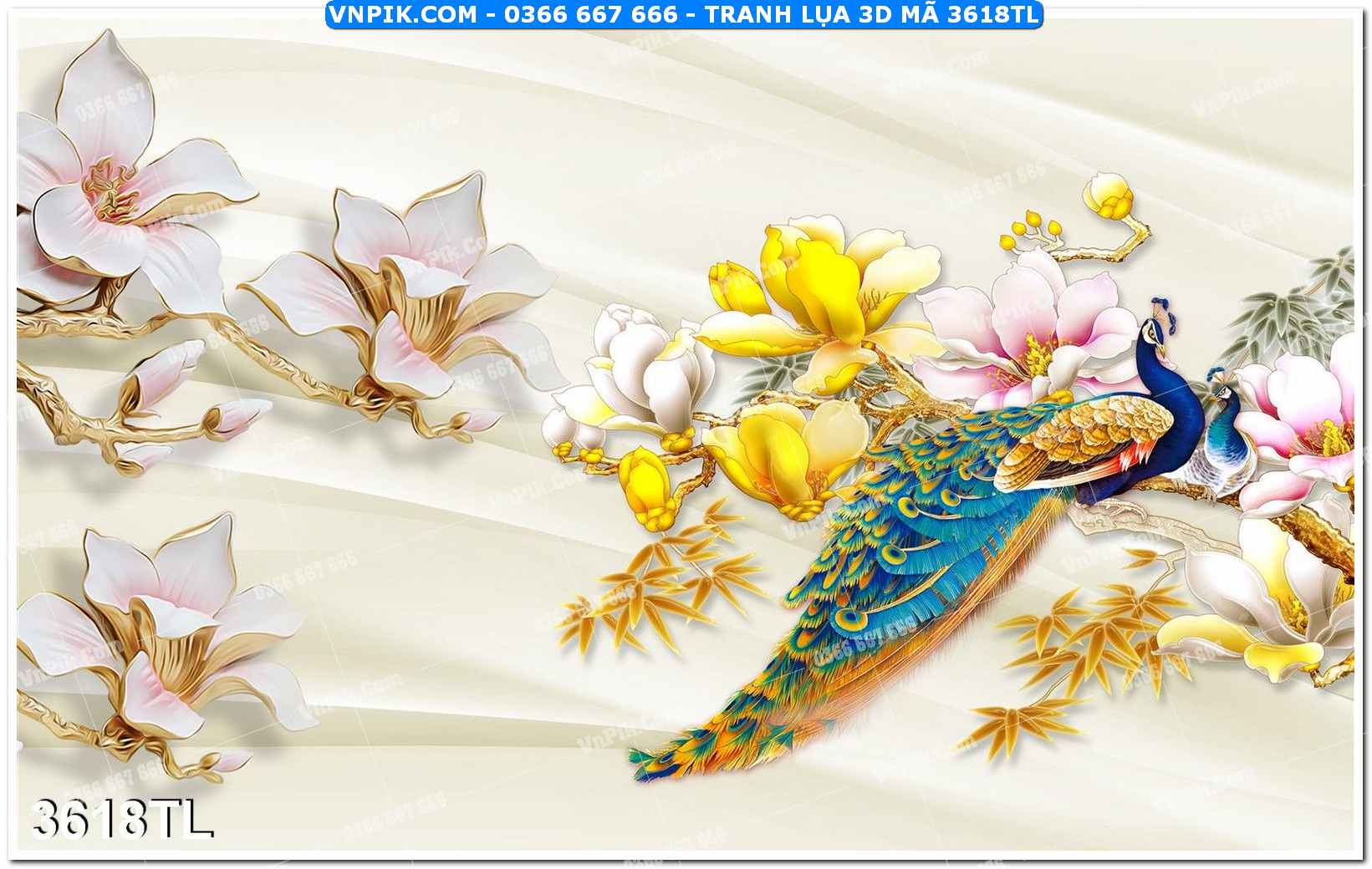 Tranh lụa 3D – Tranh trang trí dán tường 3618TL