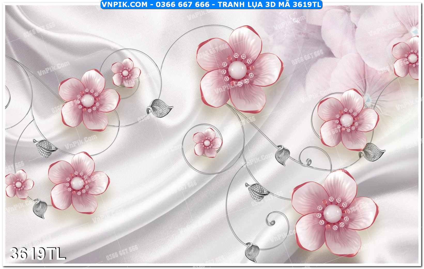 Tranh lụa 3D – Tranh trang trí dán tường 3619TL