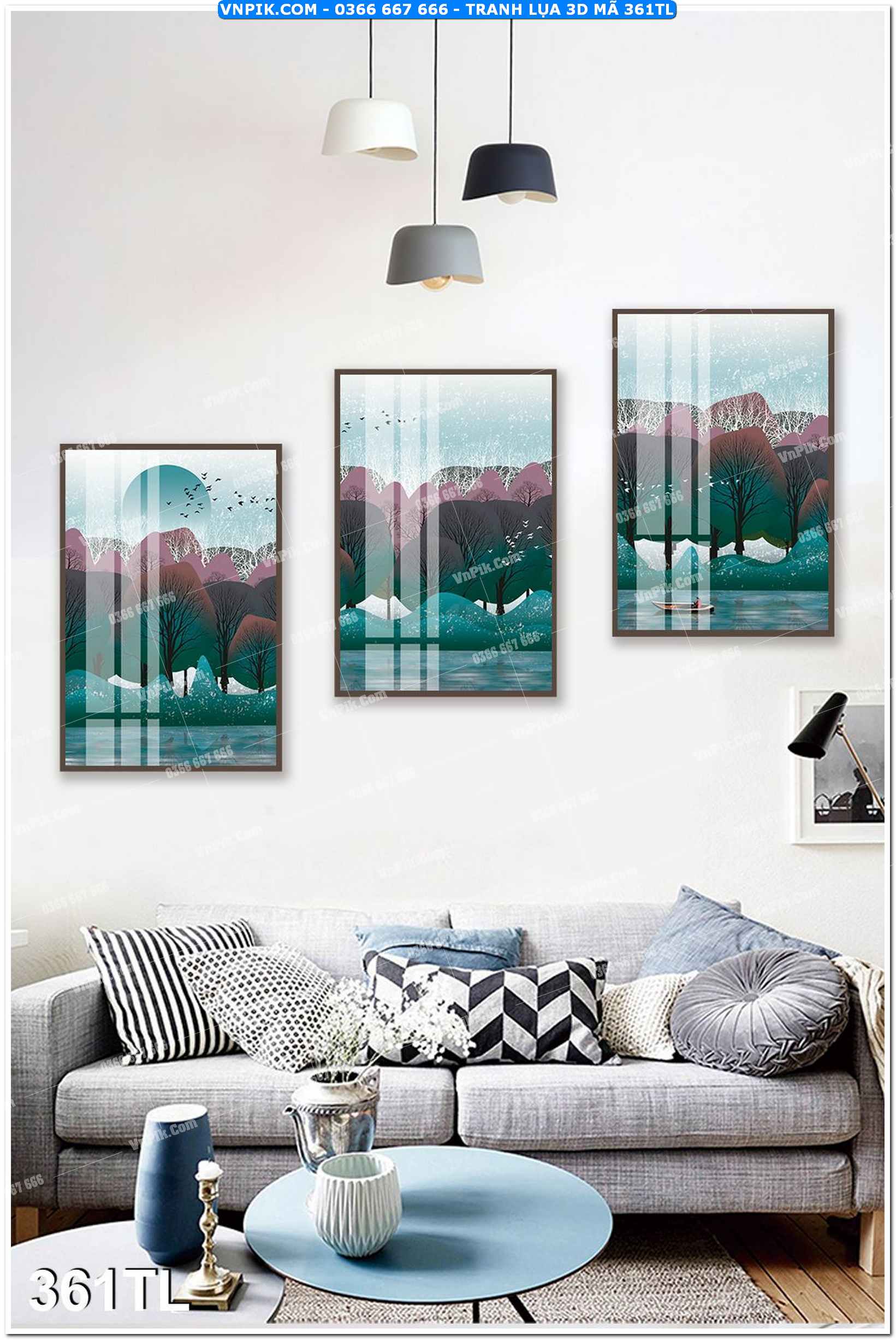 Tranh lụa 3D – Tranh trang trí dán tường 361TL