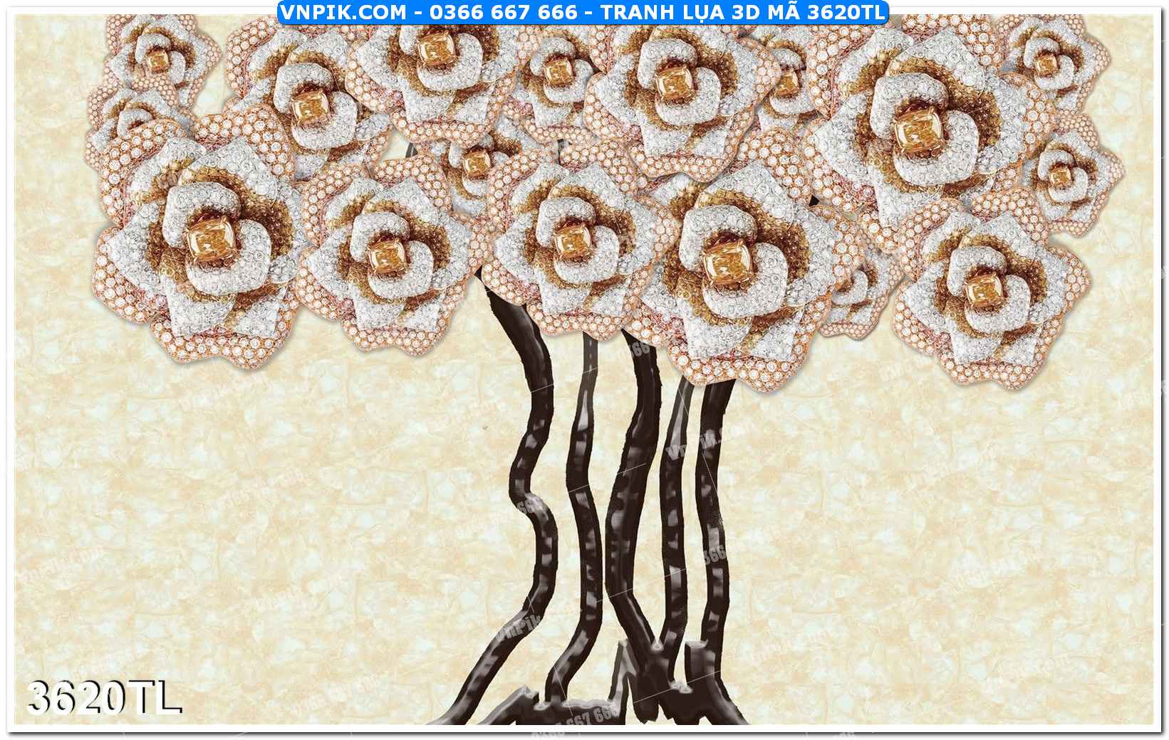 Tranh lụa 3D – Tranh trang trí dán tường 3620TL