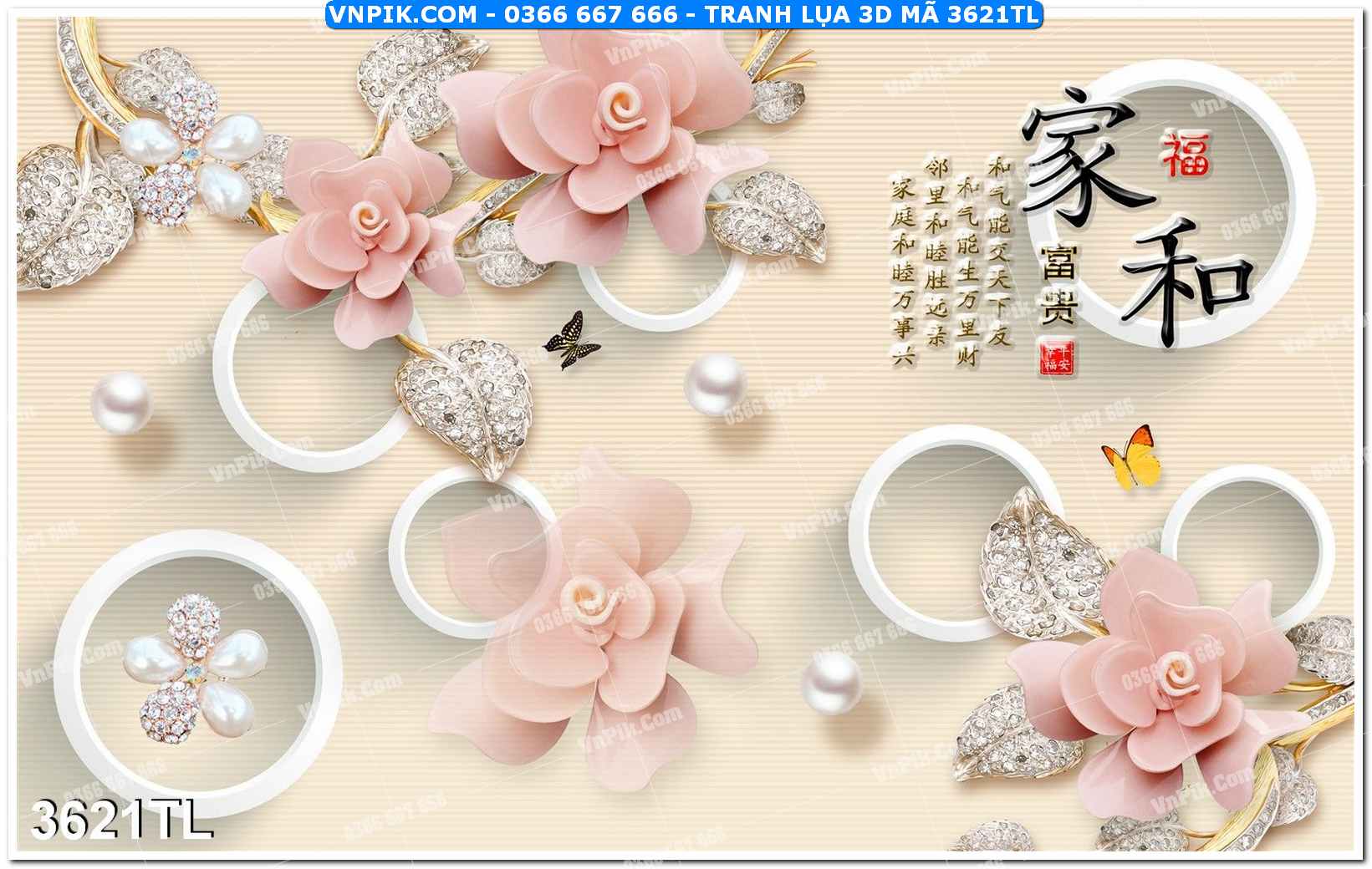 Tranh lụa 3D – Tranh trang trí dán tường 3621TL