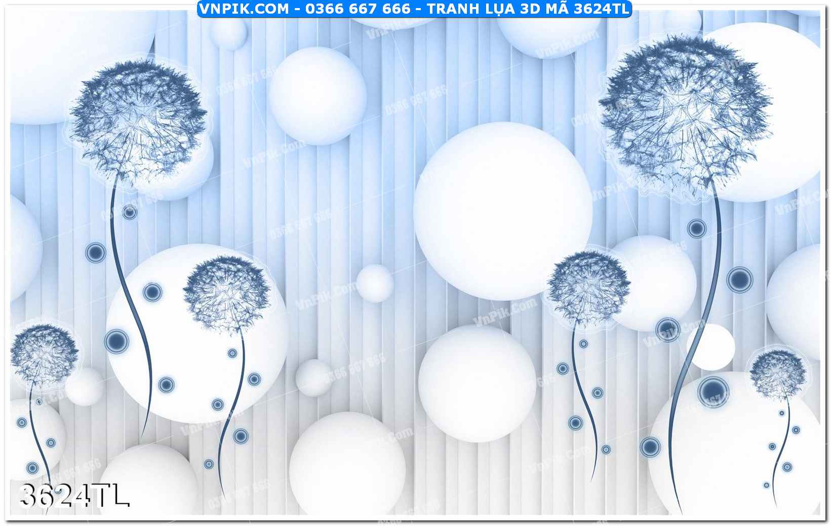 Tranh lụa 3D – Tranh trang trí dán tường 3624TL