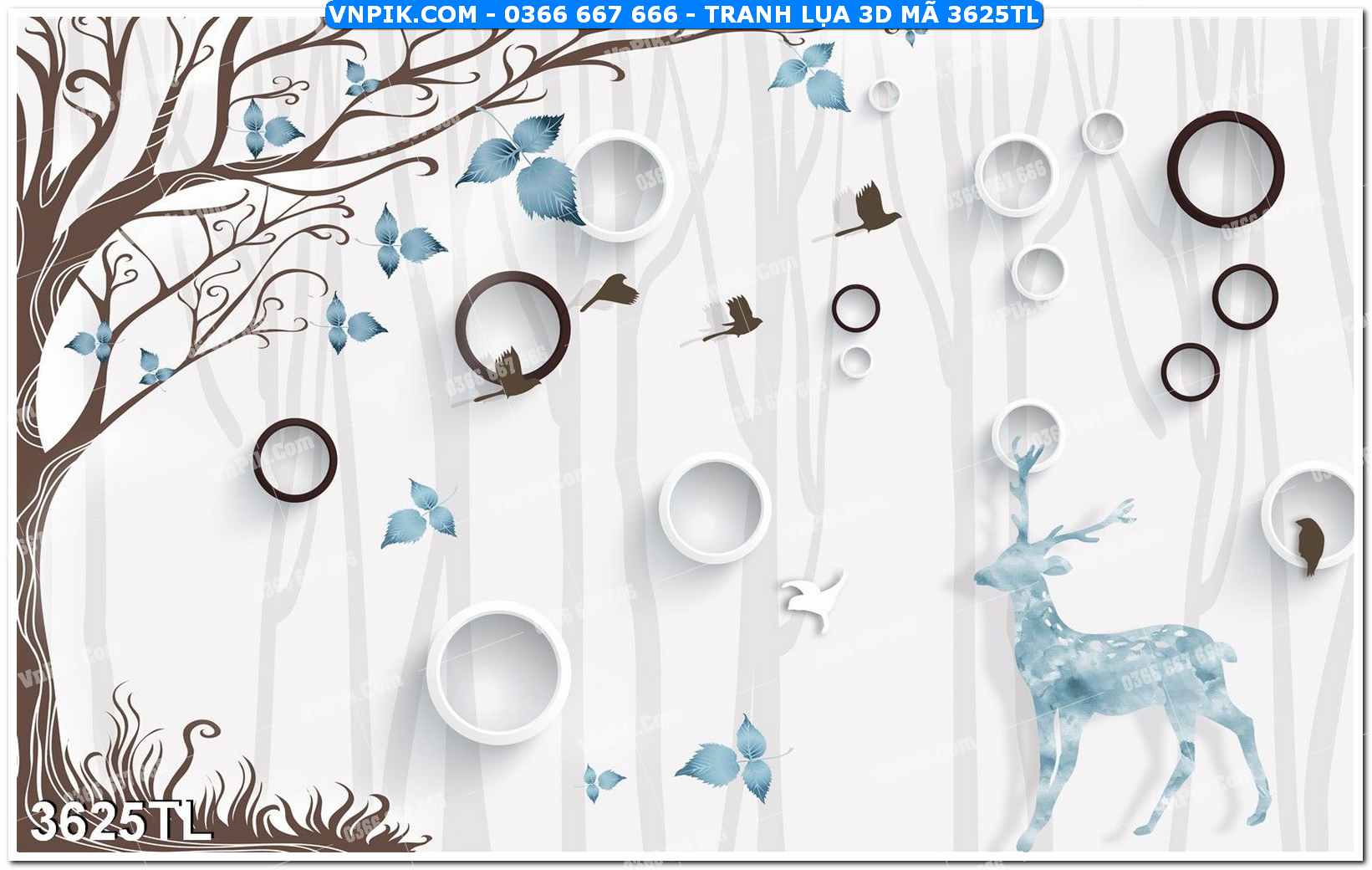 Tranh lụa 3D – Tranh trang trí dán tường 3625TL
