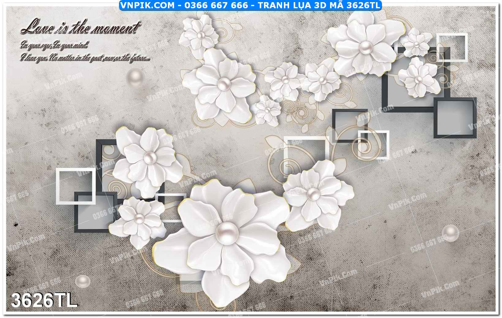 Tranh lụa 3D – Tranh trang trí dán tường 3626TL