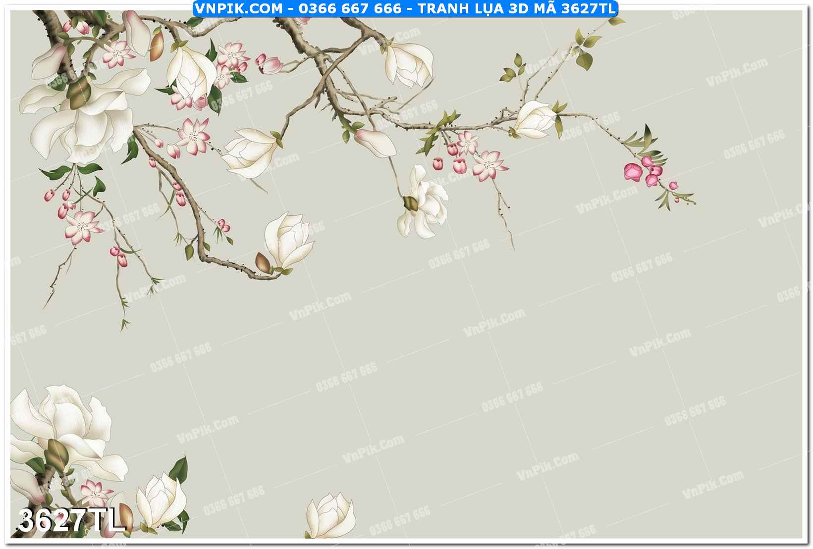 Tranh lụa 3D – Tranh trang trí dán tường 3627TL