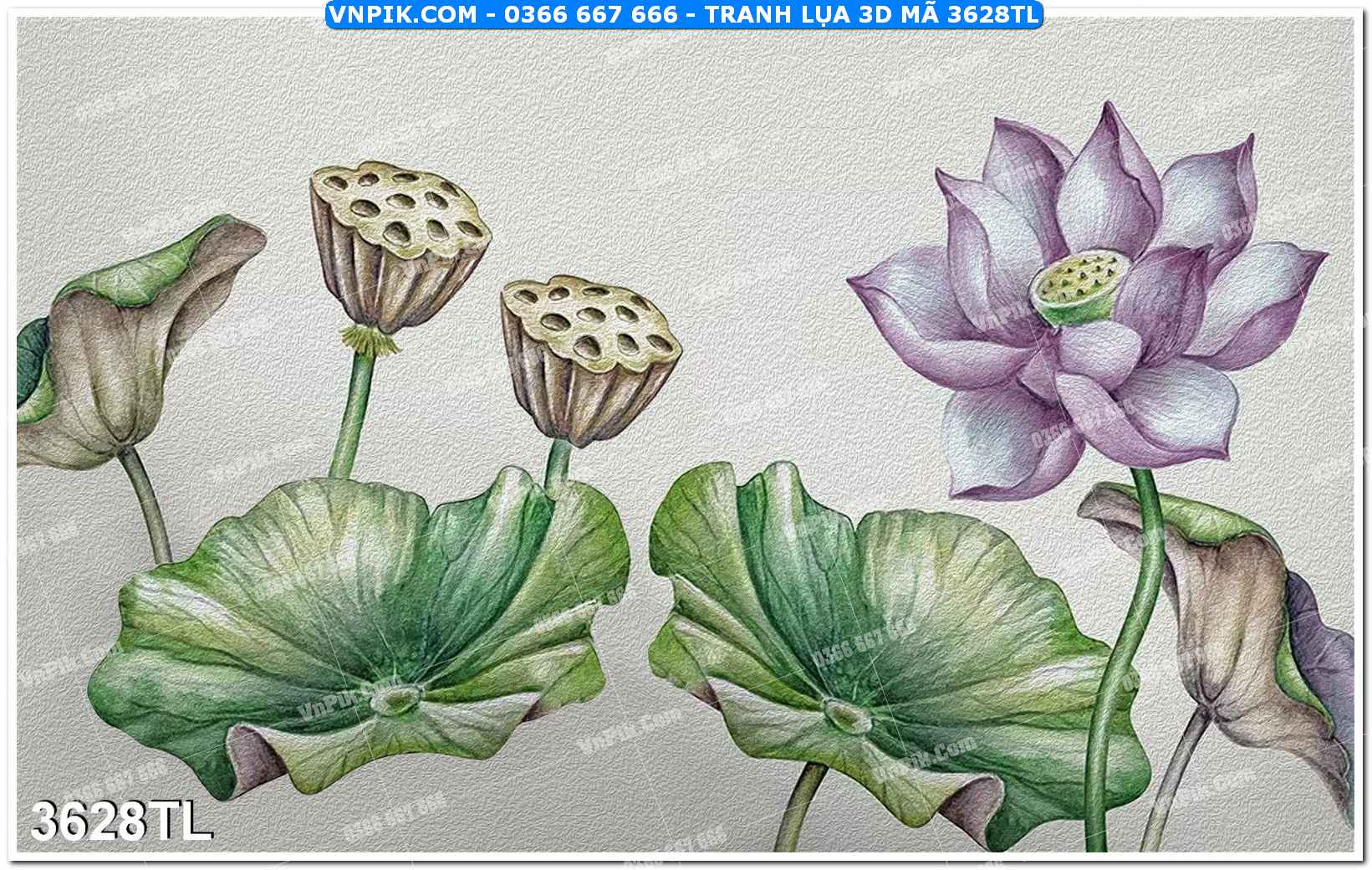 Tranh lụa 3D – Tranh trang trí dán tường 3628TL