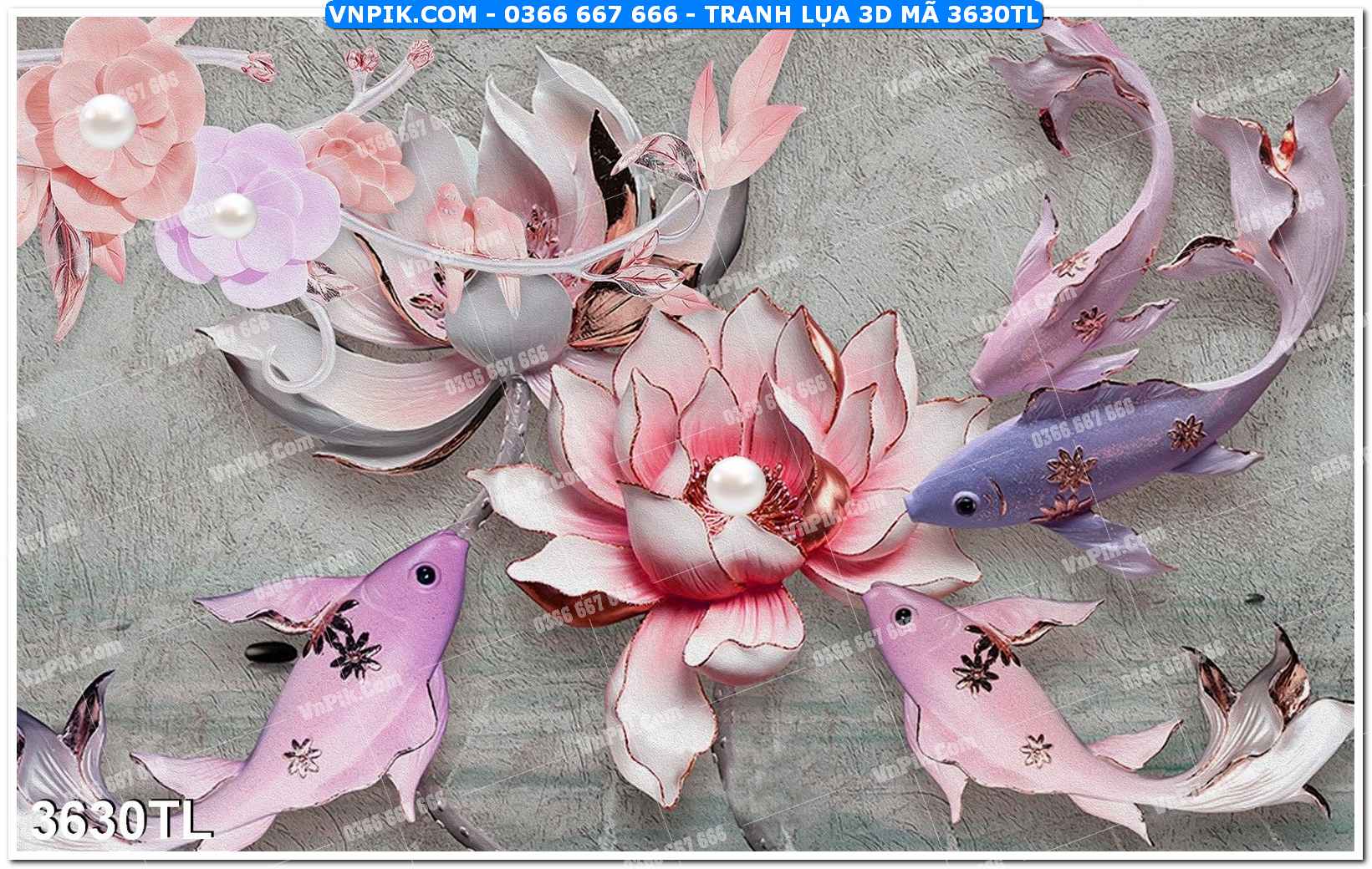 Tranh lụa 3D – Tranh trang trí dán tường 3630TL