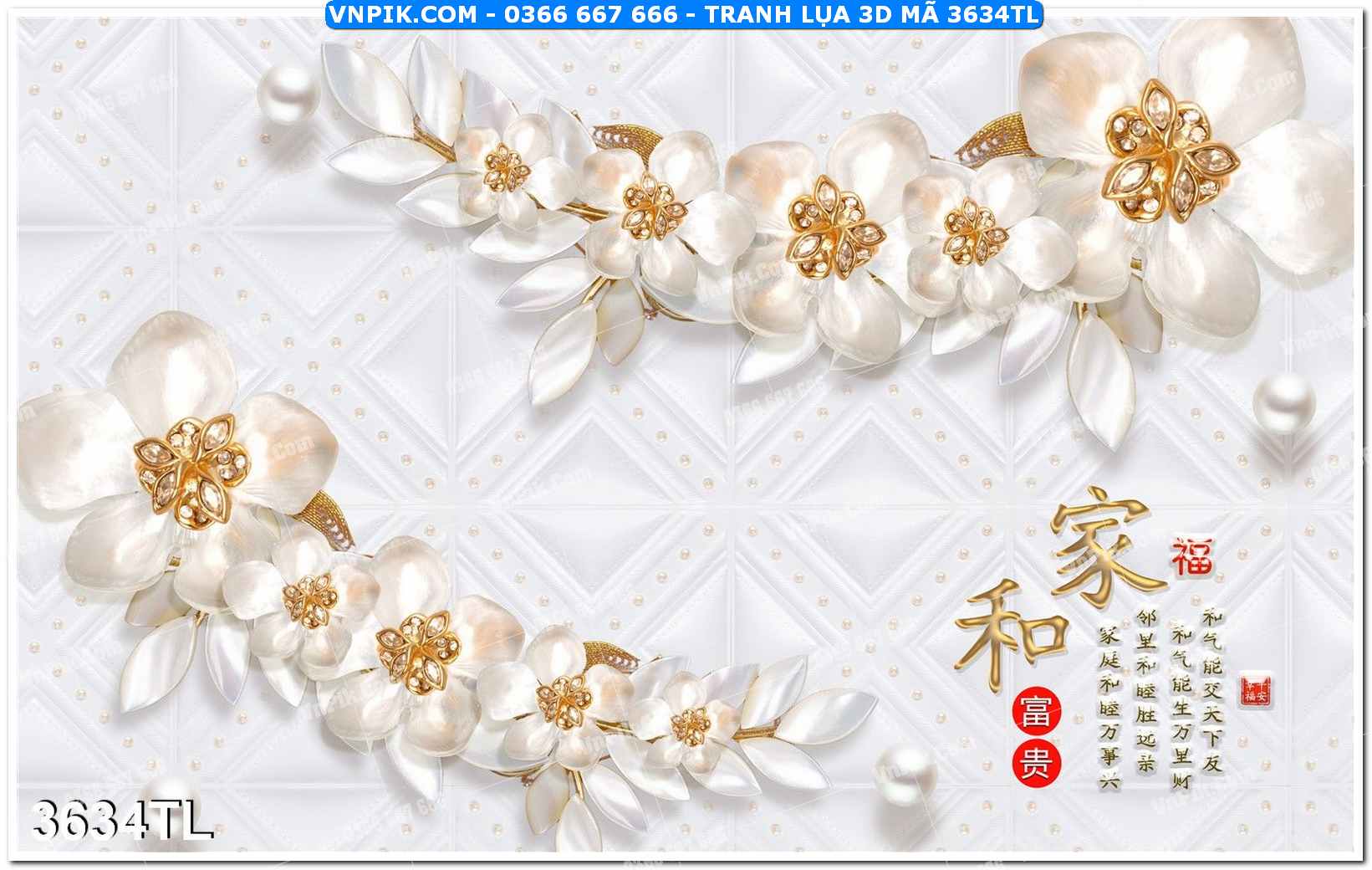 Tranh lụa 3D – Tranh trang trí dán tường 3634TL