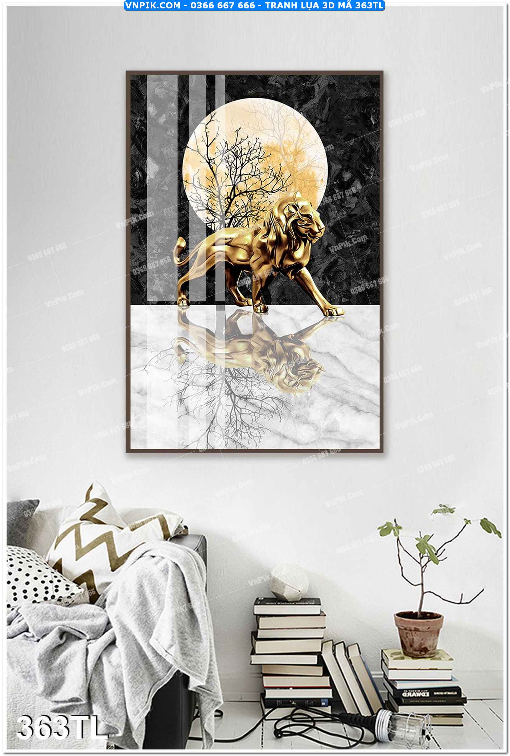 Tranh lụa 3D – Tranh trang trí dán tường 363TL