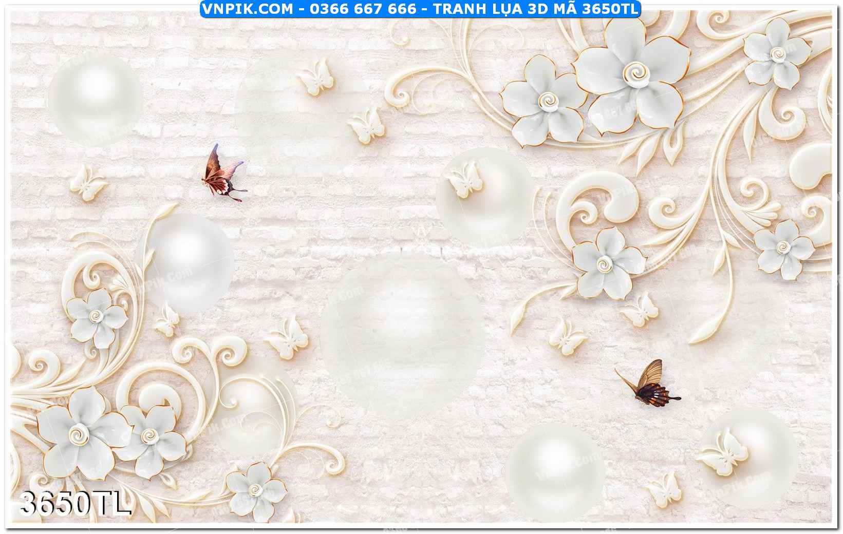 Tranh lụa 3D – Tranh trang trí dán tường 3650TL