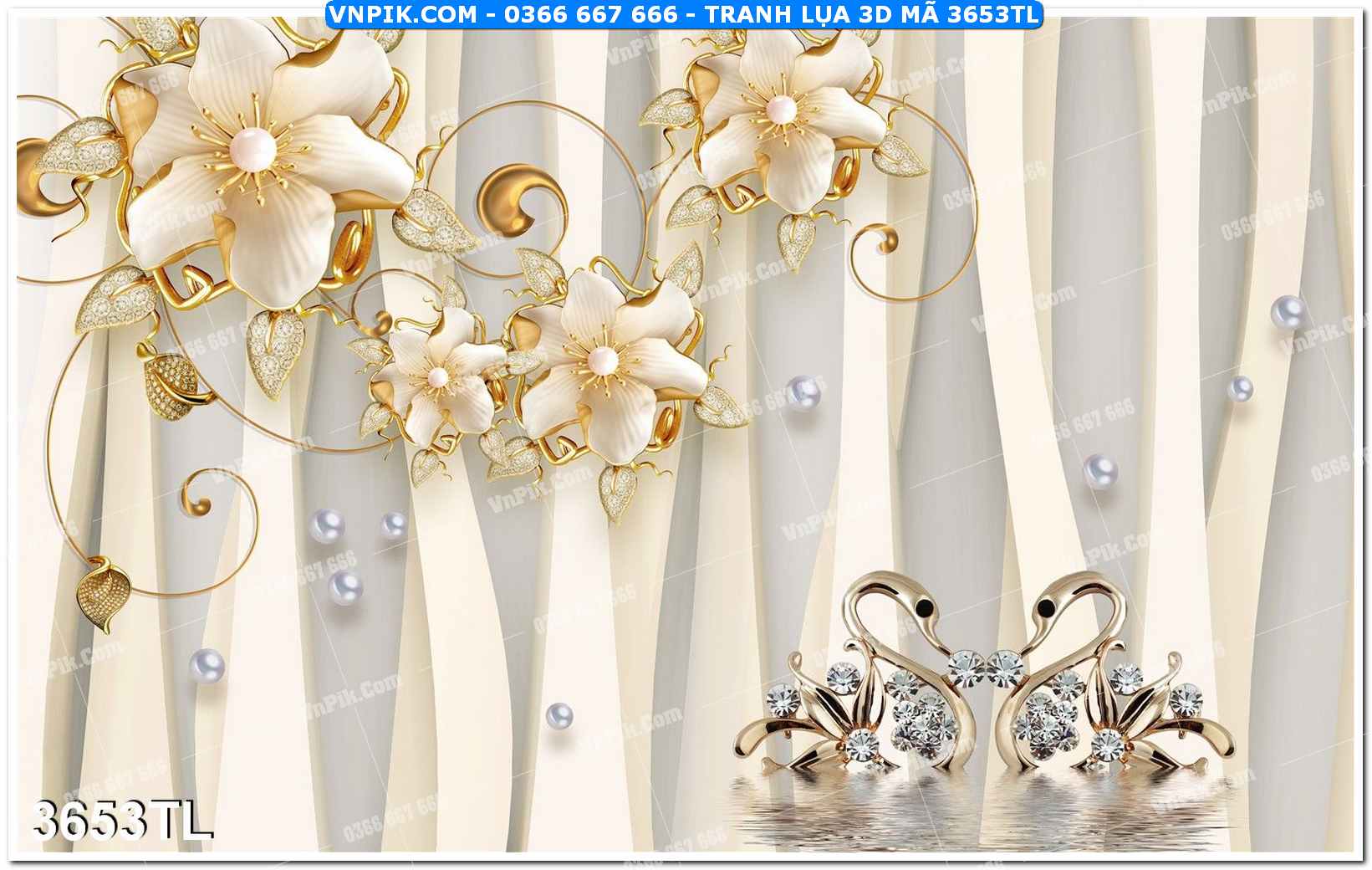 Tranh lụa 3D – Tranh trang trí dán tường 3653TL