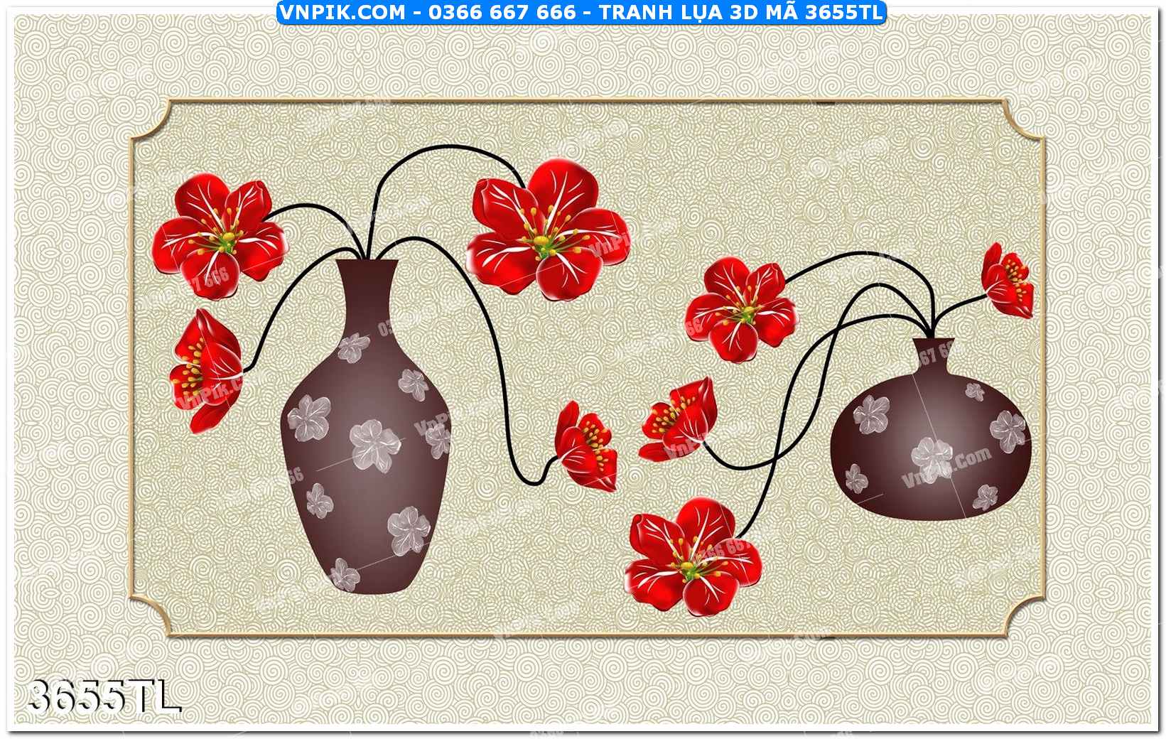 Tranh lụa 3D – Tranh trang trí dán tường 3655TL