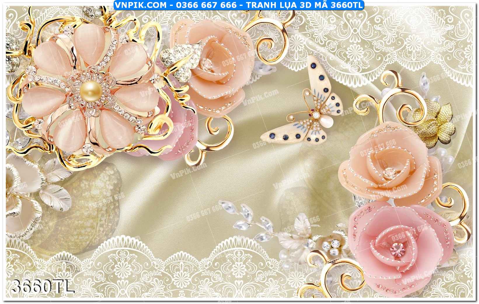 Tranh lụa 3D – Tranh trang trí dán tường 3660TL