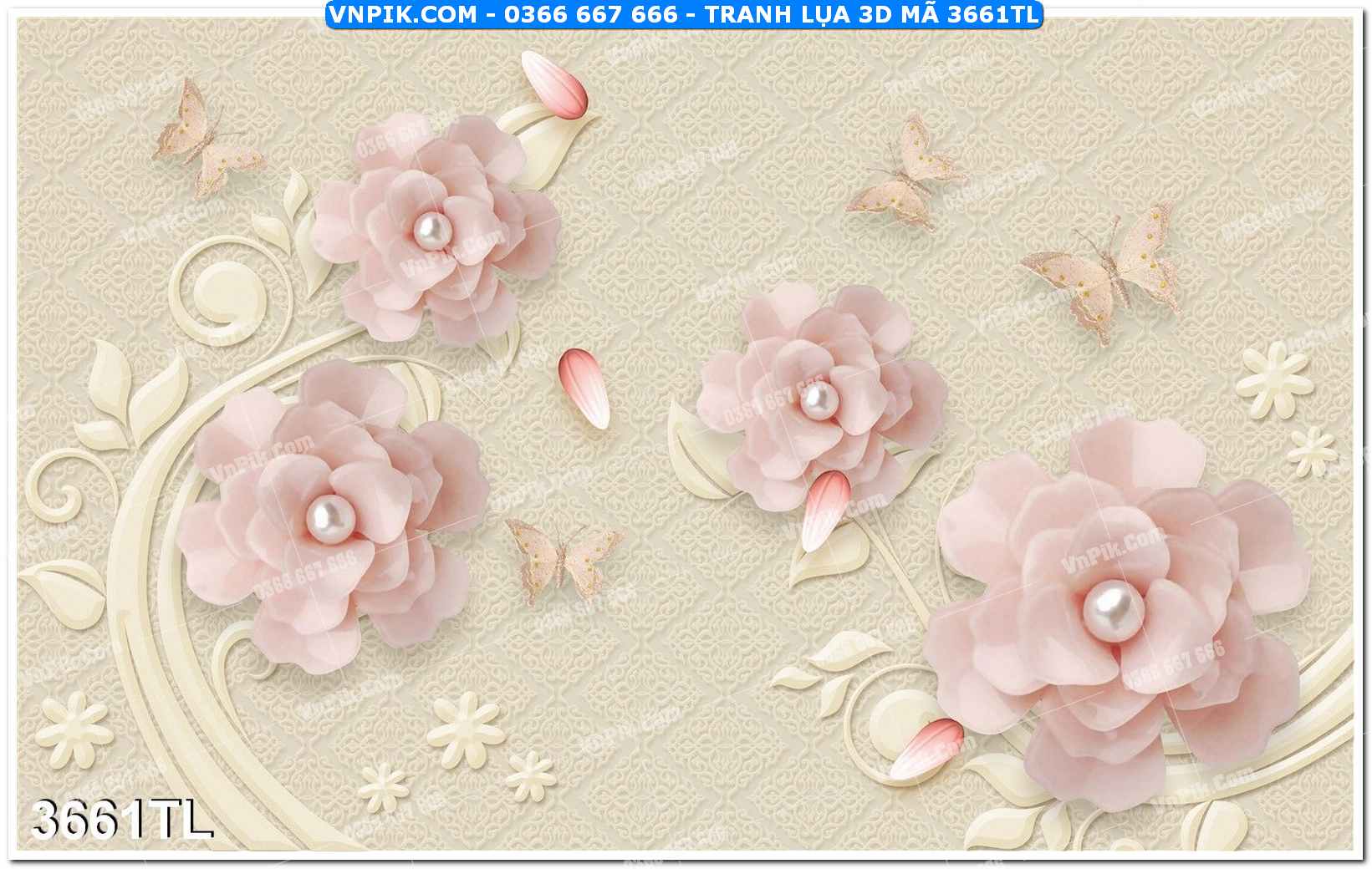 Tranh lụa 3D – Tranh trang trí dán tường 3661TL