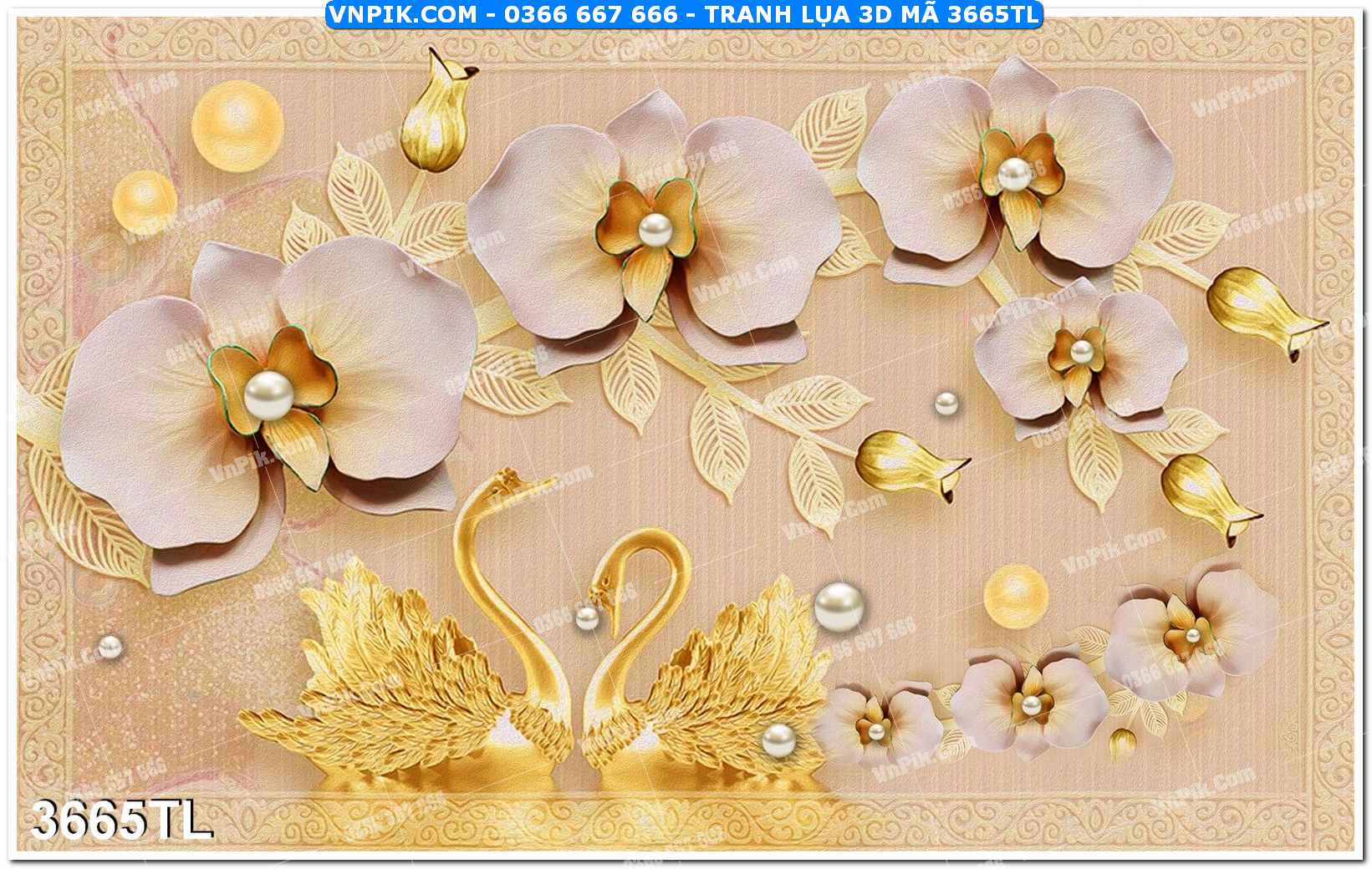 Tranh lụa 3D – Tranh trang trí dán tường 3665TL