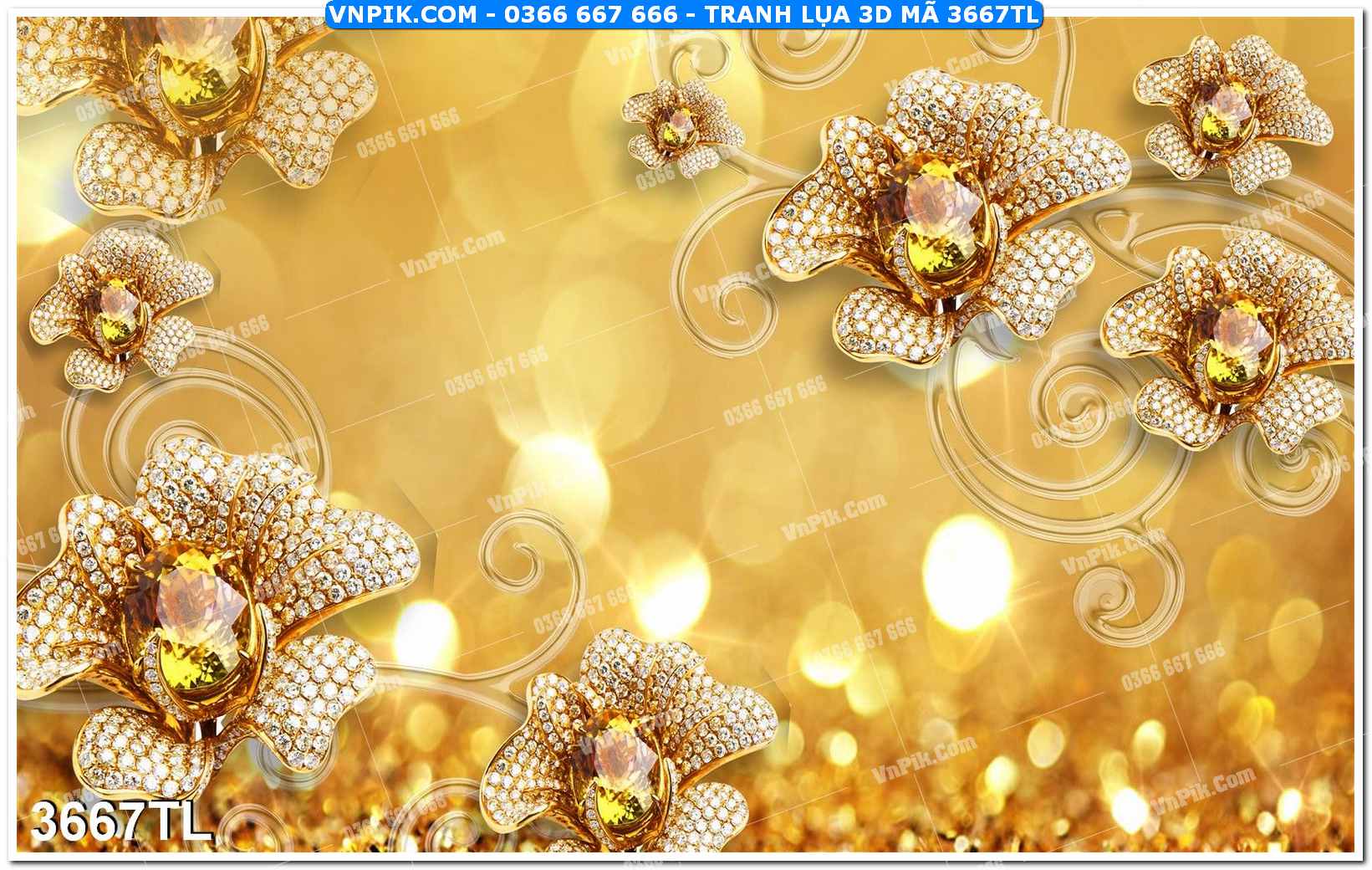 Tranh lụa 3D – Tranh trang trí dán tường 3667TL