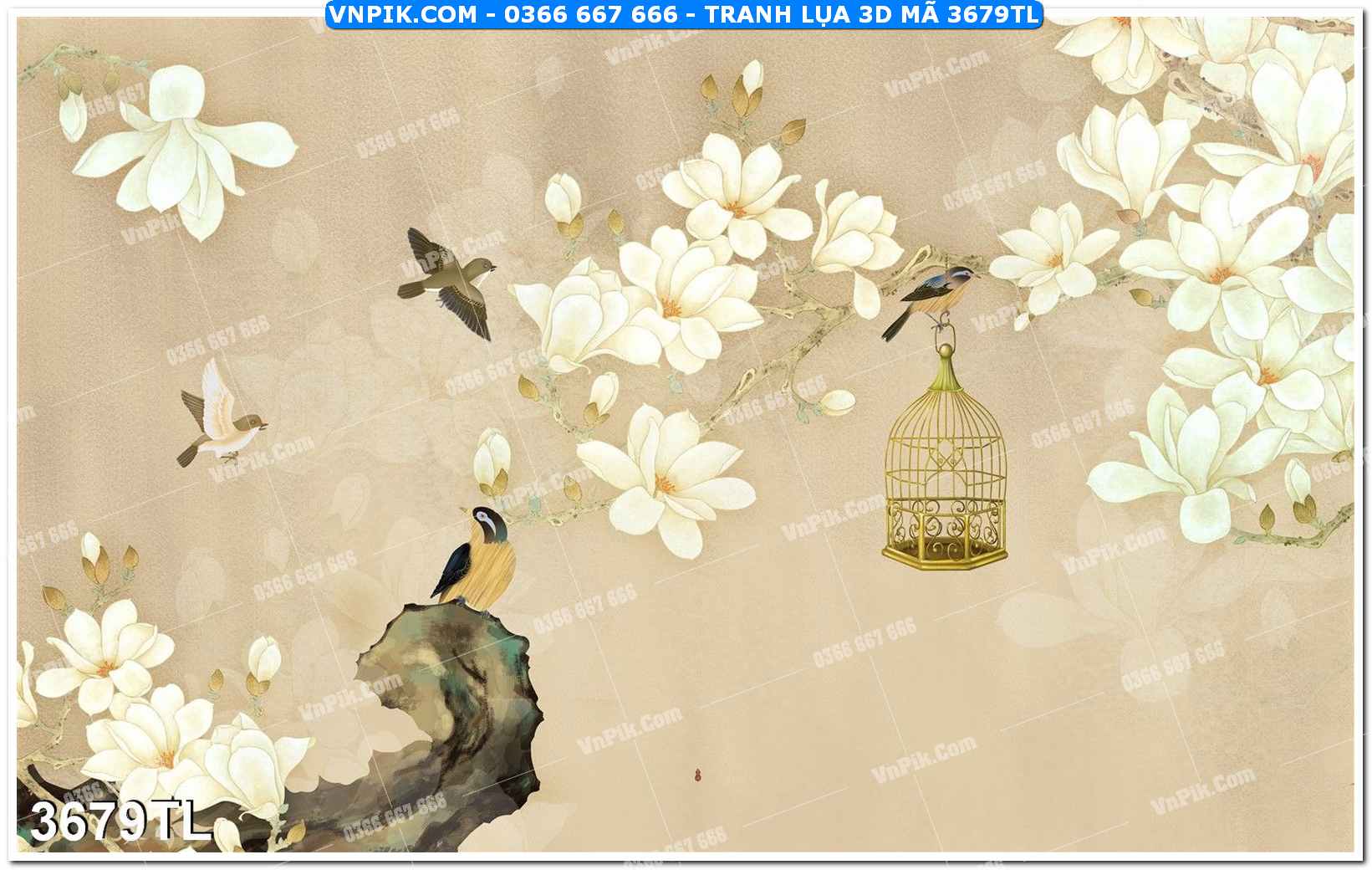 Tranh lụa 3D – Tranh trang trí dán tường 3679TL