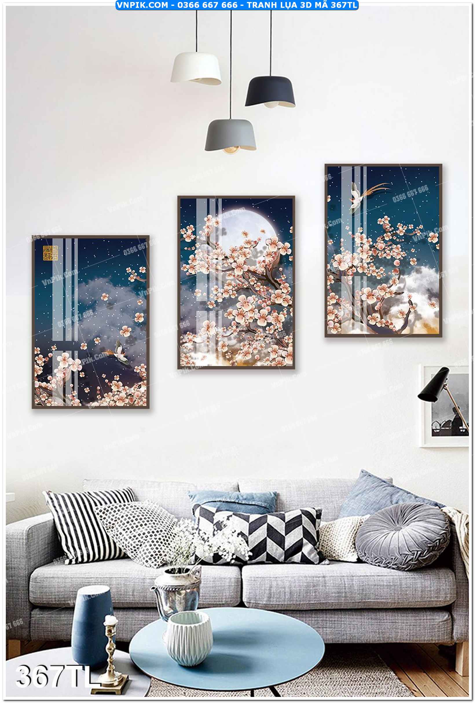 Tranh lụa 3D – Tranh trang trí dán tường 367TL