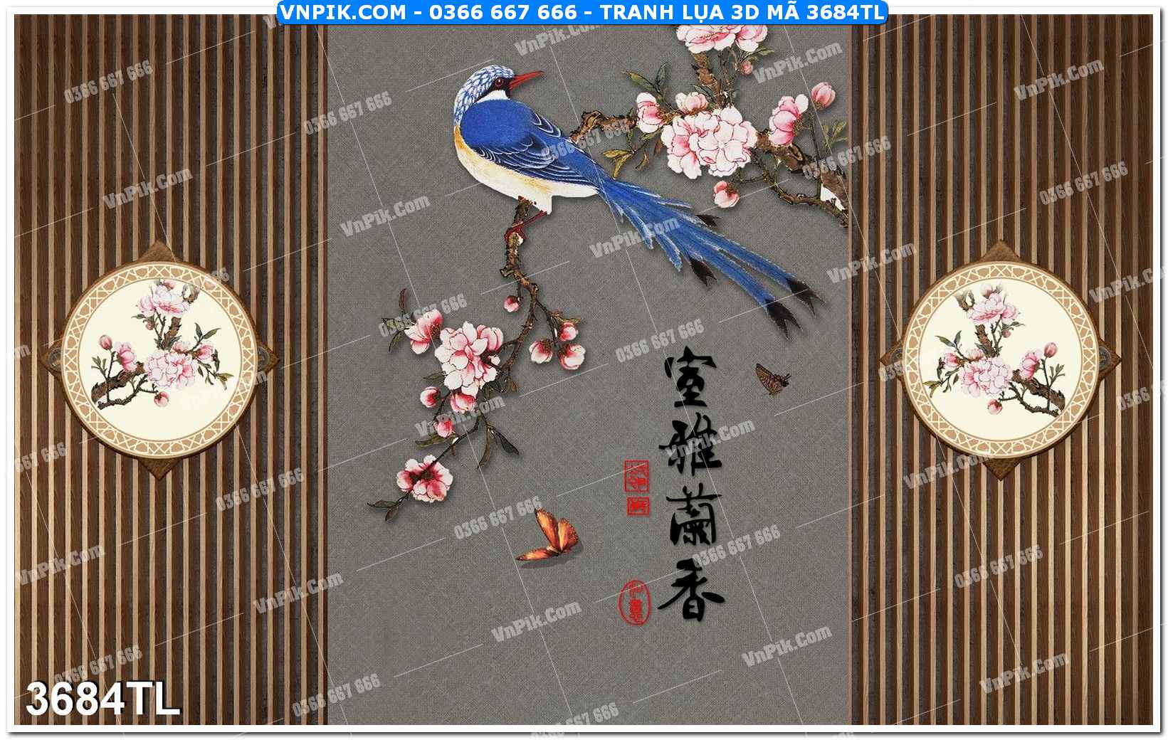 Tranh lụa 3D – Tranh trang trí dán tường 3684TL