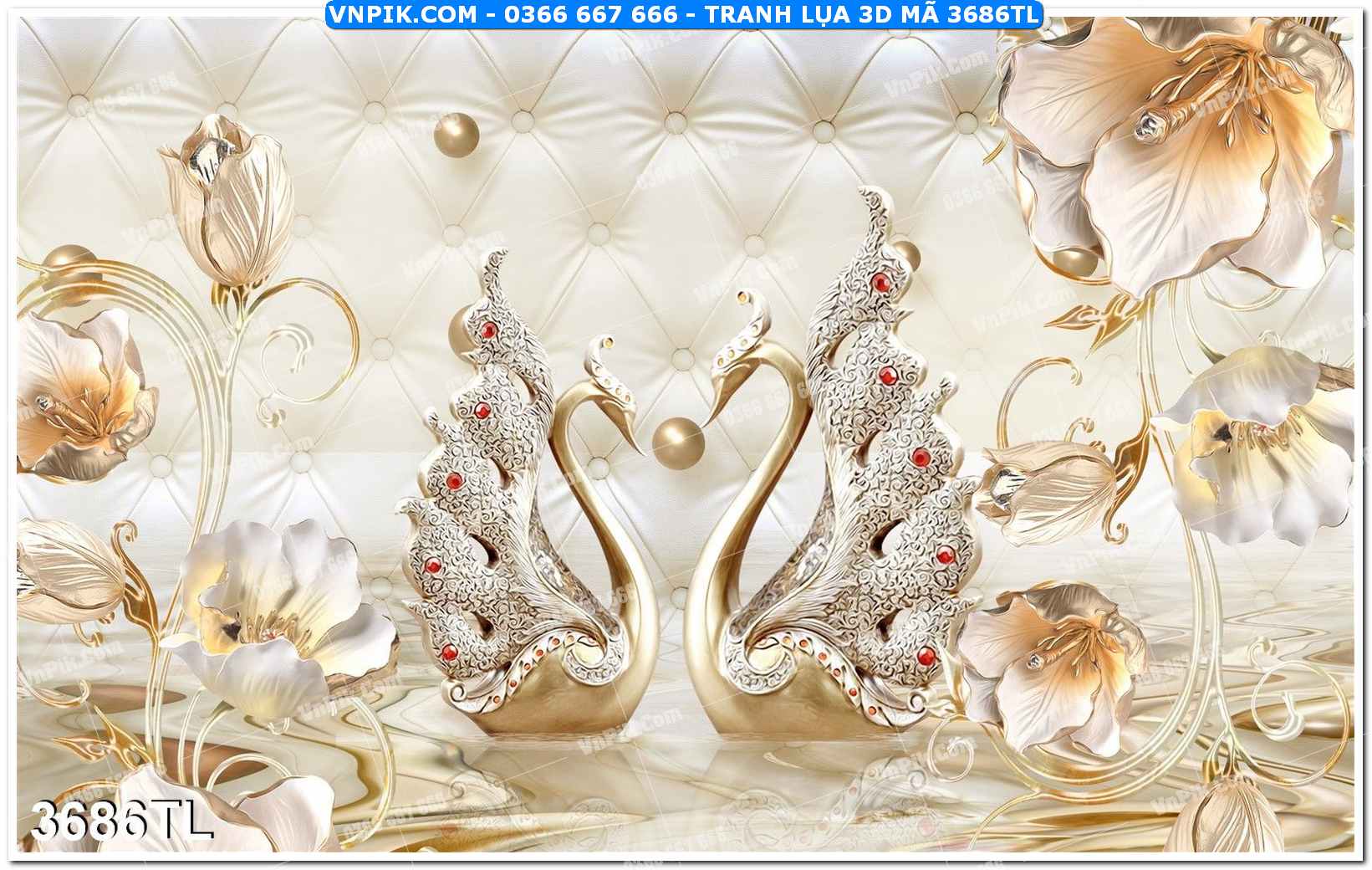 Tranh lụa 3D – Tranh trang trí dán tường 3686TL