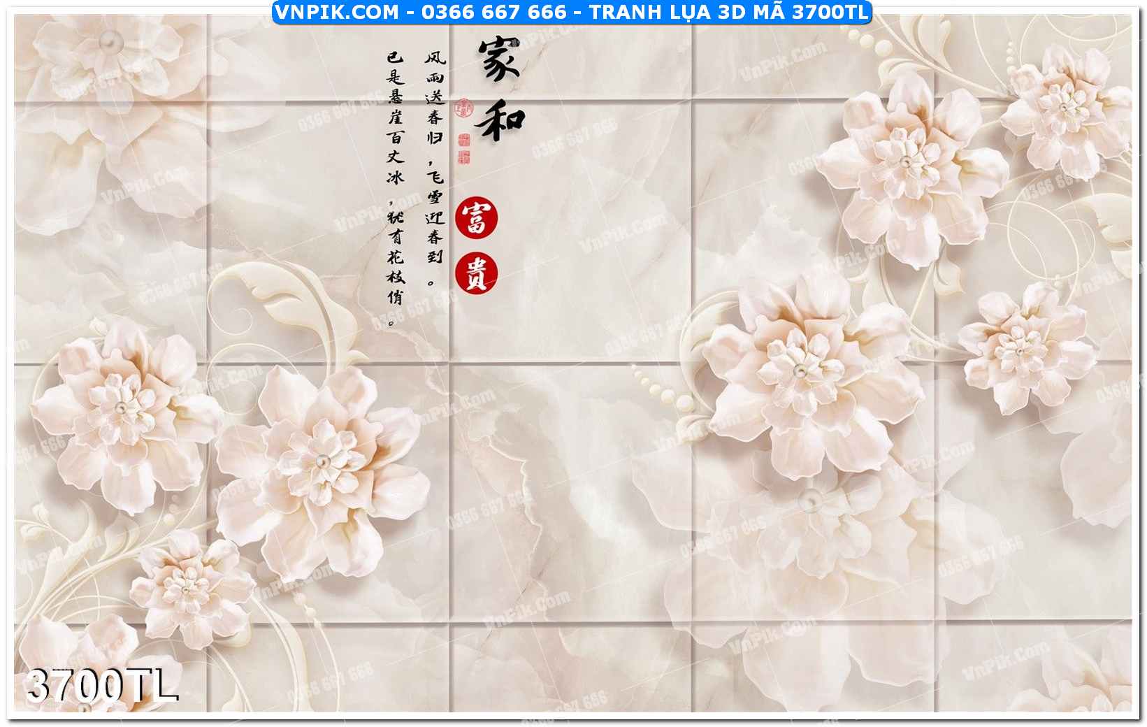 Tranh lụa 3D – Tranh trang trí dán tường 3700TL