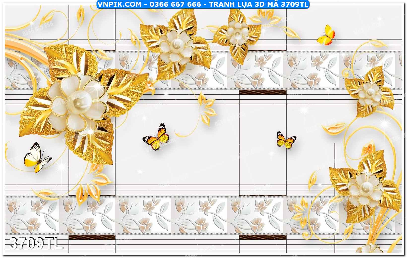 Tranh lụa 3D – Tranh trang trí dán tường 3709TL