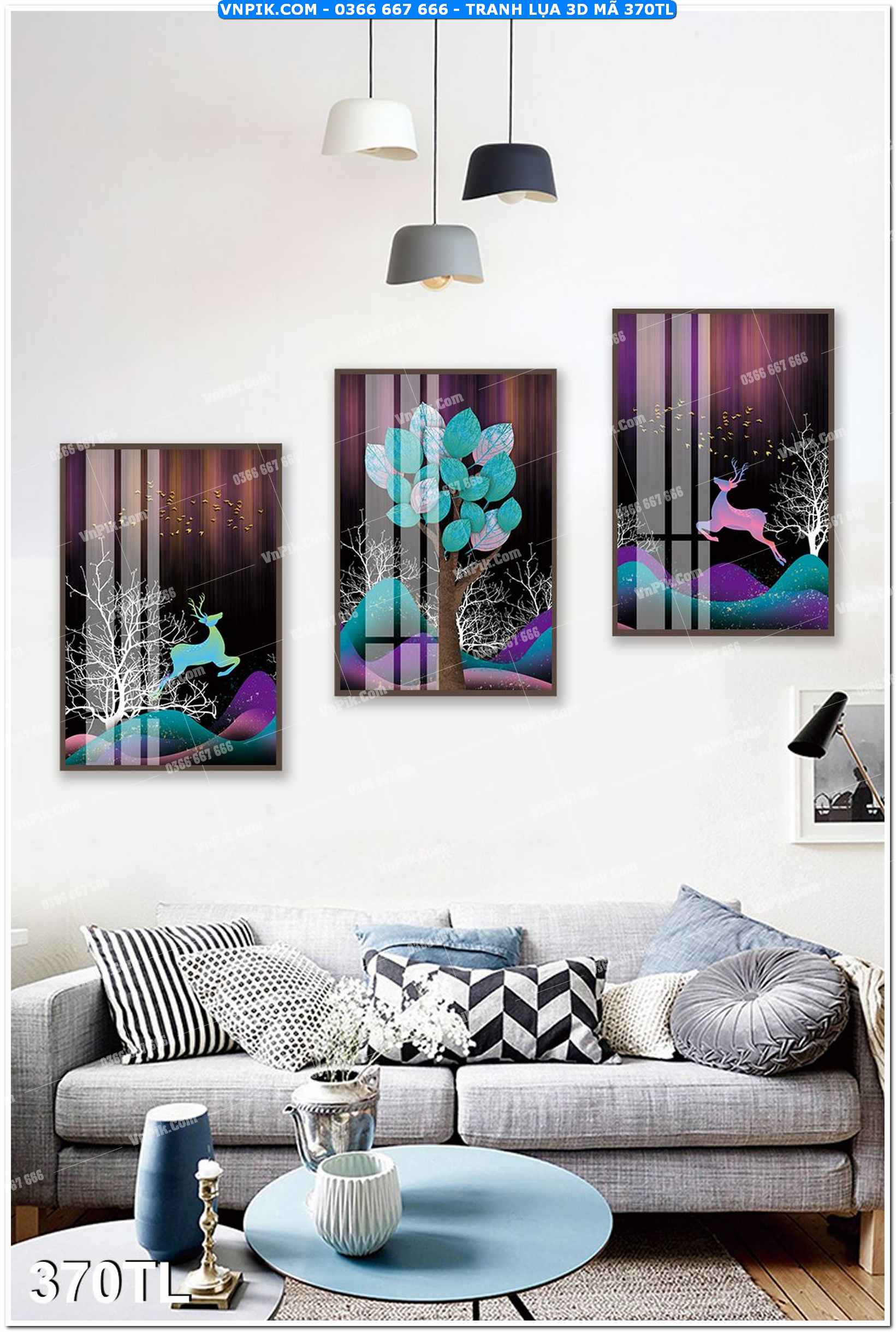 Tranh lụa 3D – Tranh trang trí dán tường 370TL