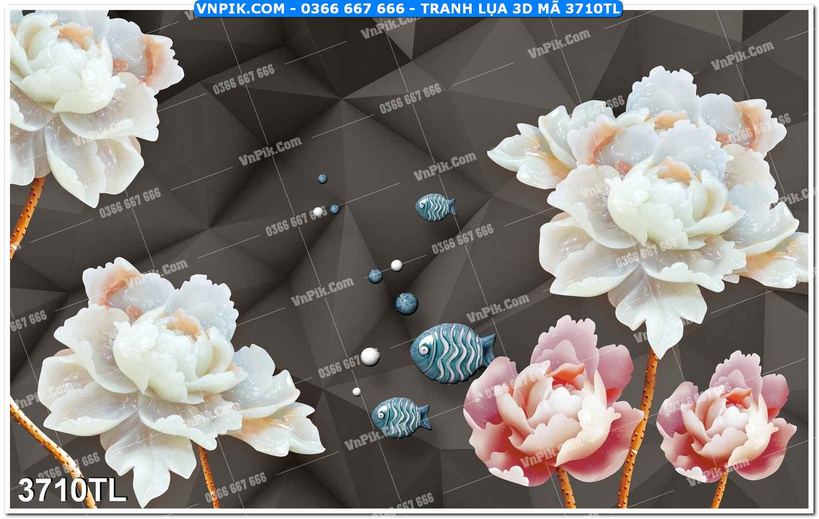 Tranh lụa 3D – Tranh trang trí dán tường 3710TL