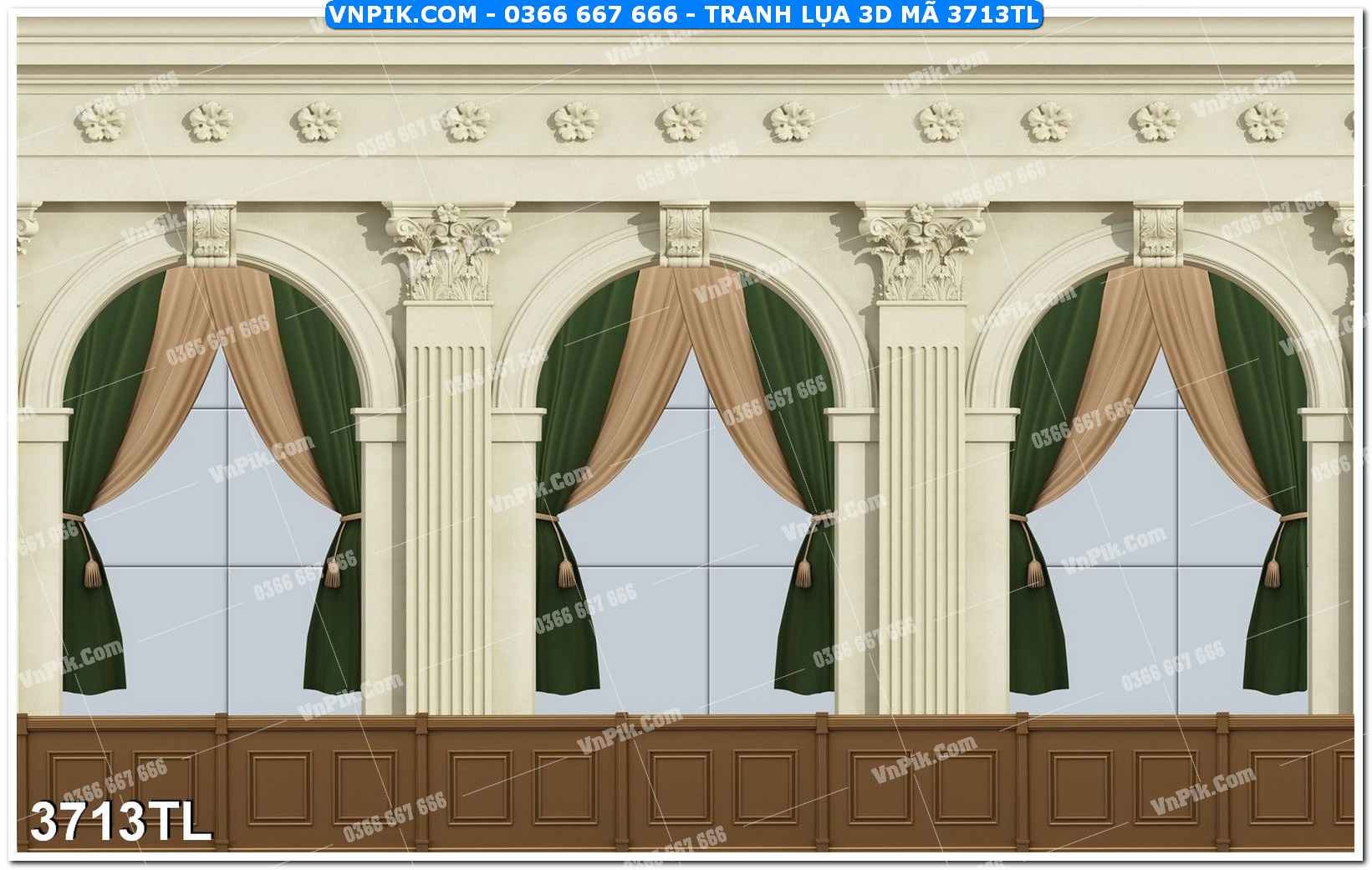 Tranh lụa 3D – Tranh trang trí dán tường 3713TL