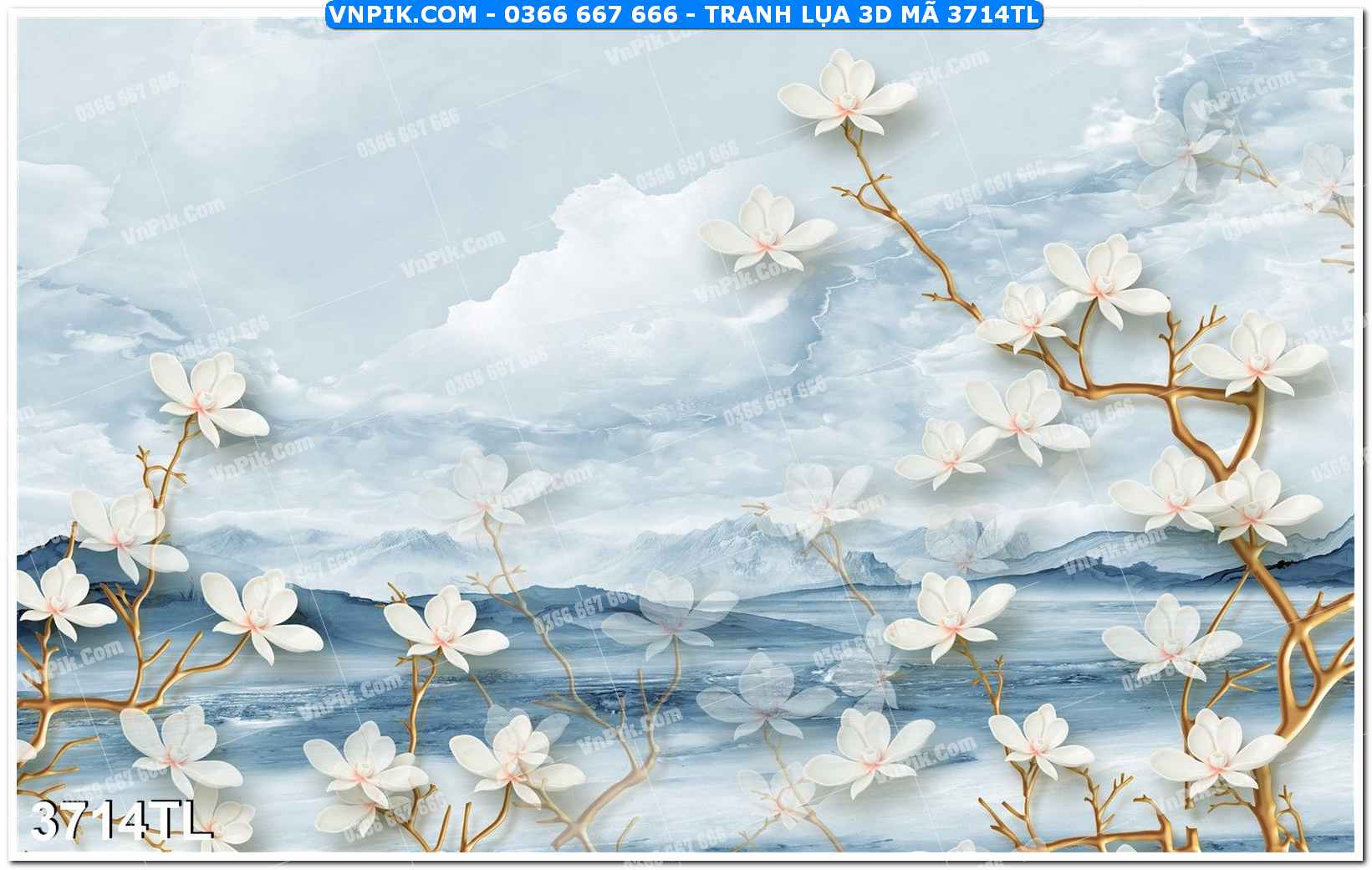 Tranh lụa 3D – Tranh trang trí dán tường 3714TL