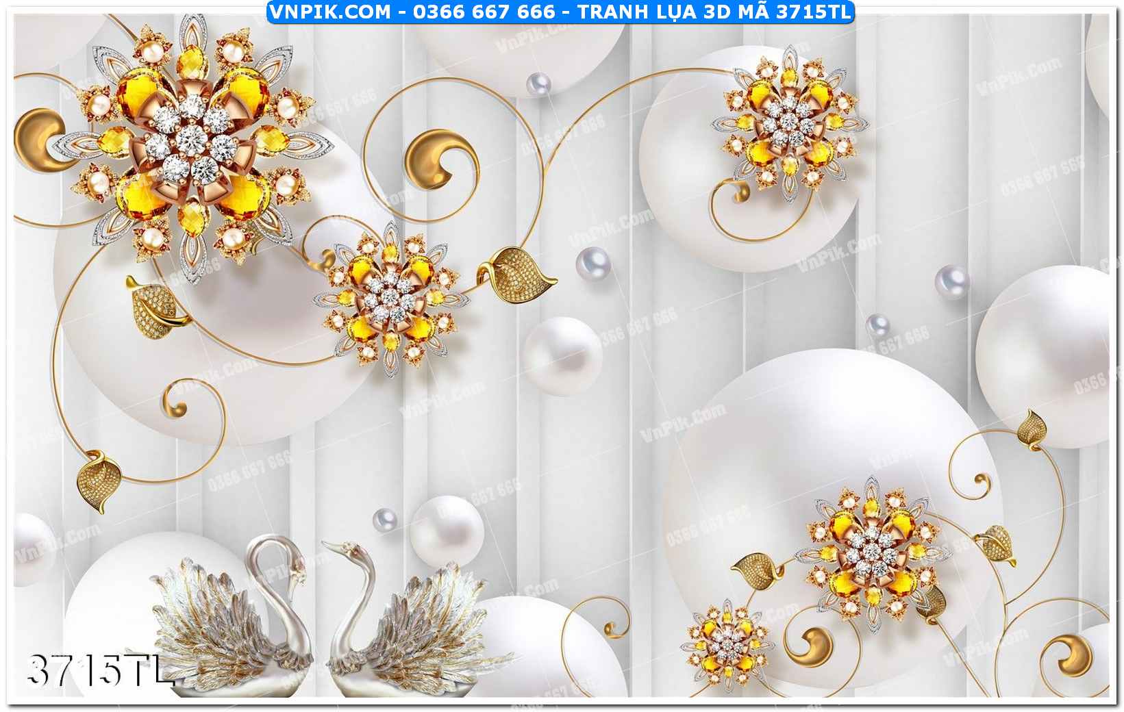 Tranh lụa 3D – Tranh trang trí dán tường 3715TL